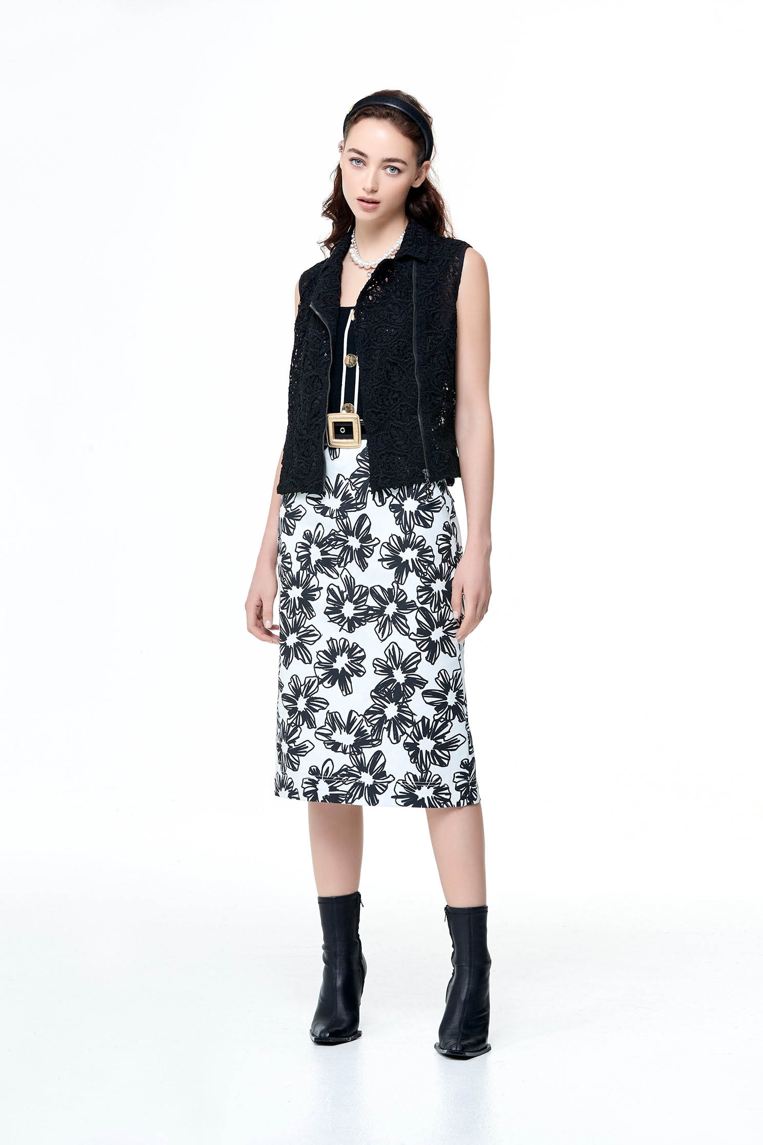 Floral Sketch Pencil SkirtFloral Sketch Pencil Skirt,Season (AW) Look,Pencil skirts,Midi skirts