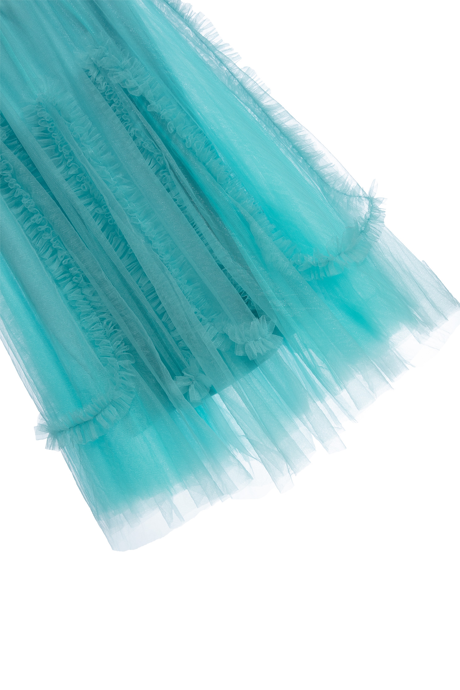 Blue Mesh Skirt With Pleated Ruffle DetailBlue Mesh Skirt With Pleated Ruffle Detail,Season (AW) Look,Mesh fabric,Tutu skirts,Midi skirts