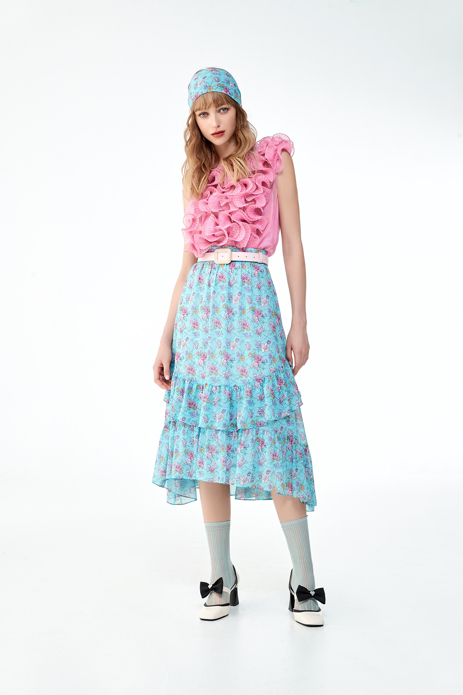 Floral Print Tiered SkirtFloral Print Tiered Skirt,Season (AW) Look,Layered skirts,Midi skirts,Chiffon