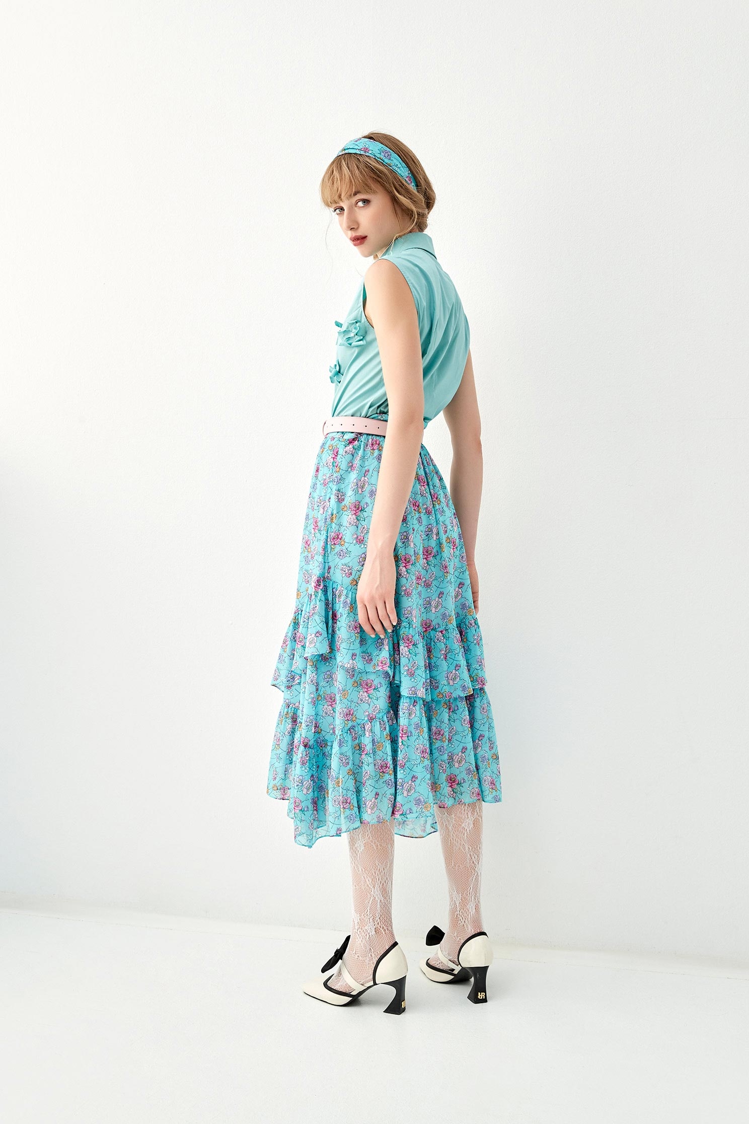 Floral Print Tiered SkirtFloral Print Tiered Skirt,Season (AW) Look,Layered skirts,Midi skirts,Chiffon