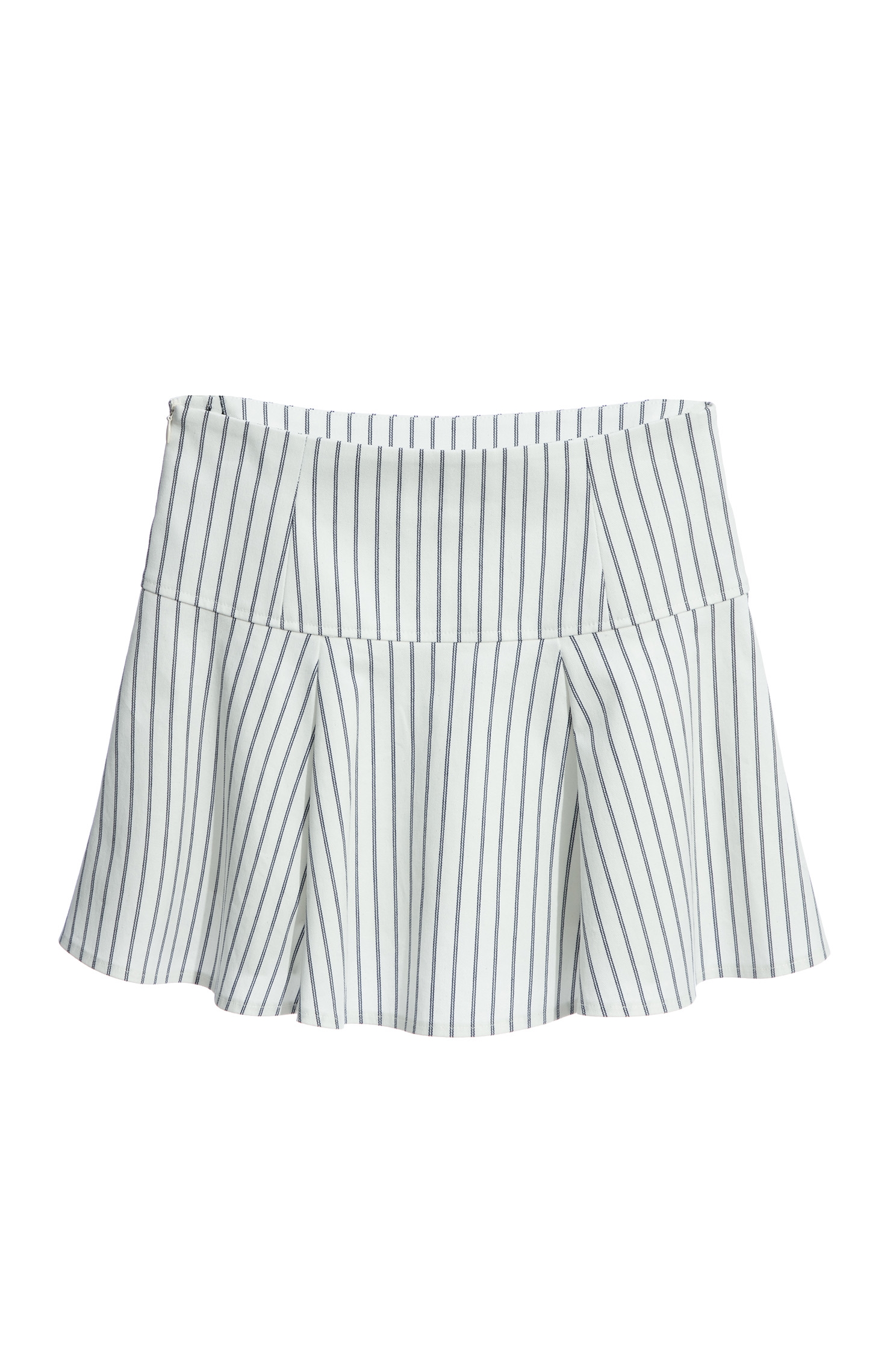 High Waist Pleated Stripe SkirtHigh Waist Pleated Stripe Skirt,Denim,Mini skirts,Season (AW) Look