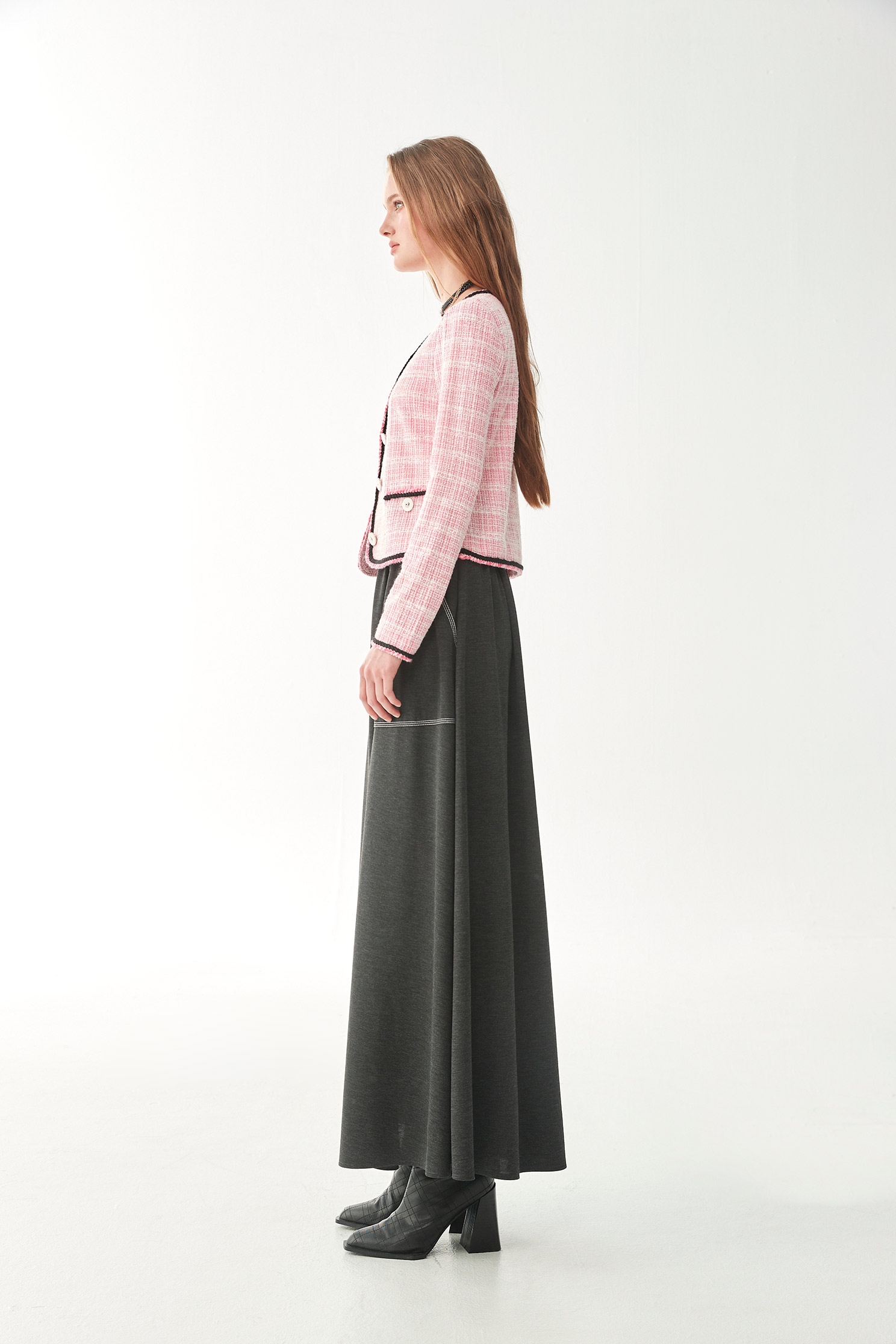 Maxi Skirt With Contrast Stitching DetailMaxi Skirt With Contrast Stitching Detail,Season (AW) Look,Midi skirts