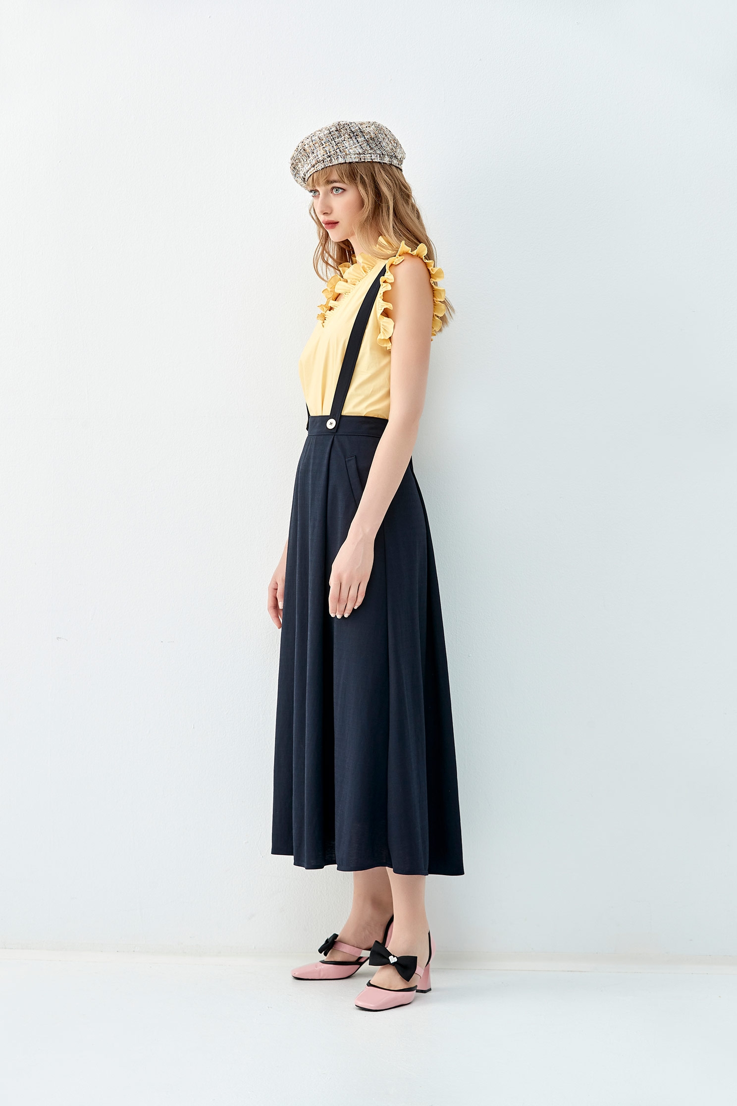 Mid Waist Long Suspender SkirtMid Waist Long Suspender Skirt,Season (AW) Look,Midi skirts