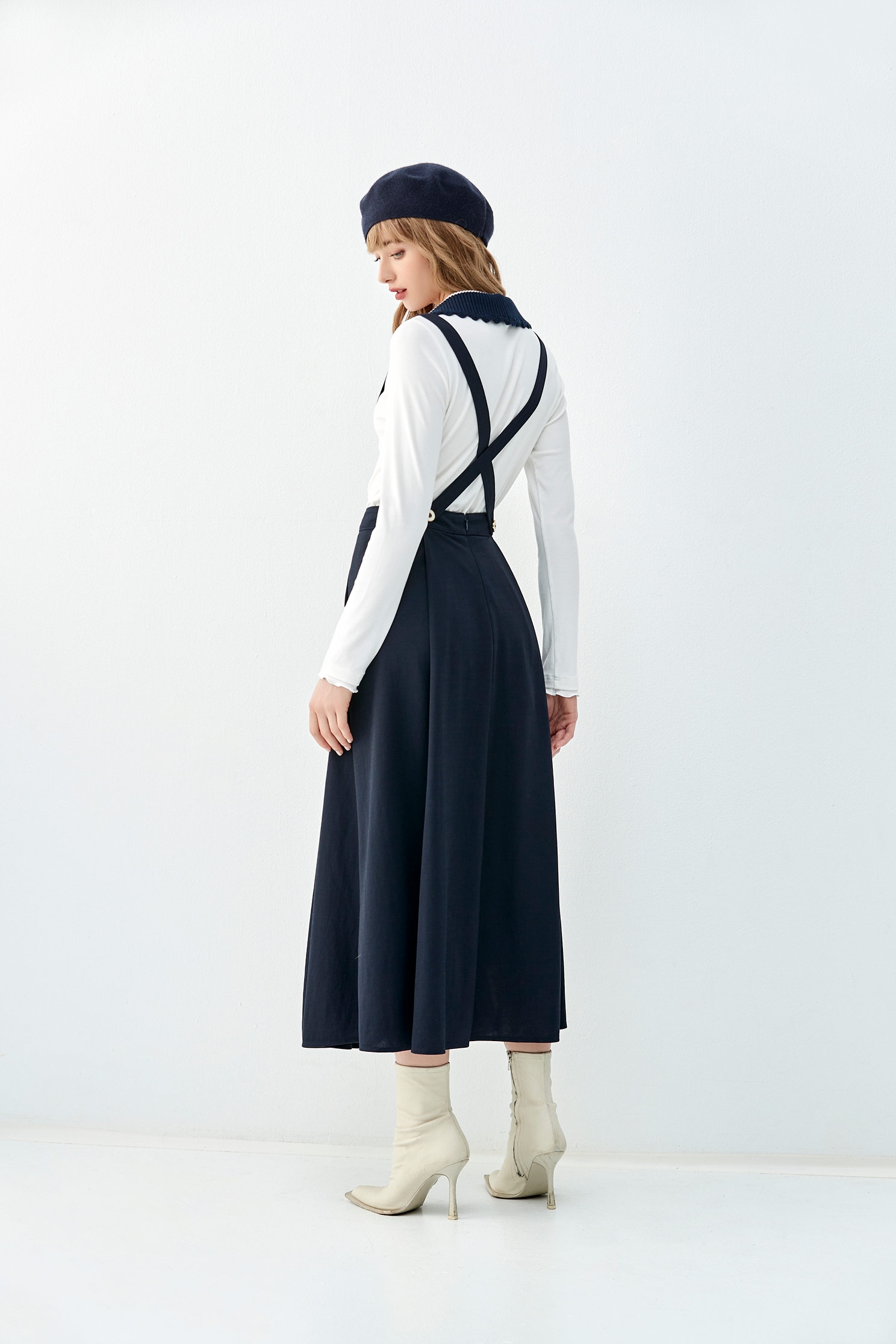 Mid Waist Long Suspender SkirtMid Waist Long Suspender Skirt,Season (AW) Look,Midi skirts