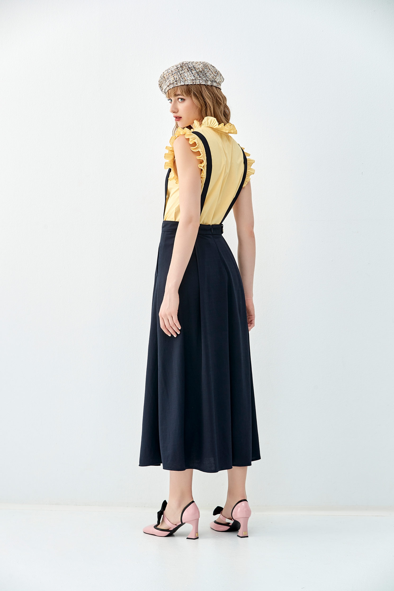 Mid Waist Long Suspender SkirtMid Waist Long Suspender Skirt,Season (AW) Look,Midi skirts