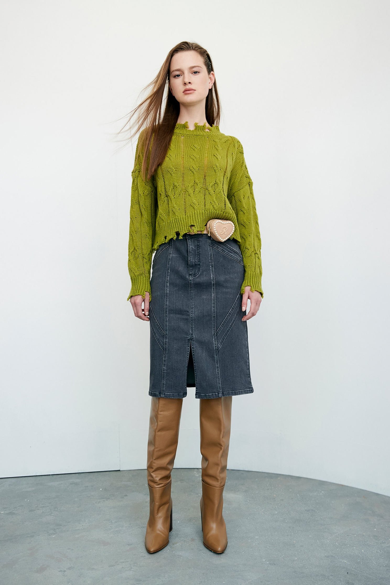 Front Slit Denim Pencil SkirtFront Slit Denim Pencil Skirt,Denim,Denim skirts,Season (AW) Look,Pencil skirts