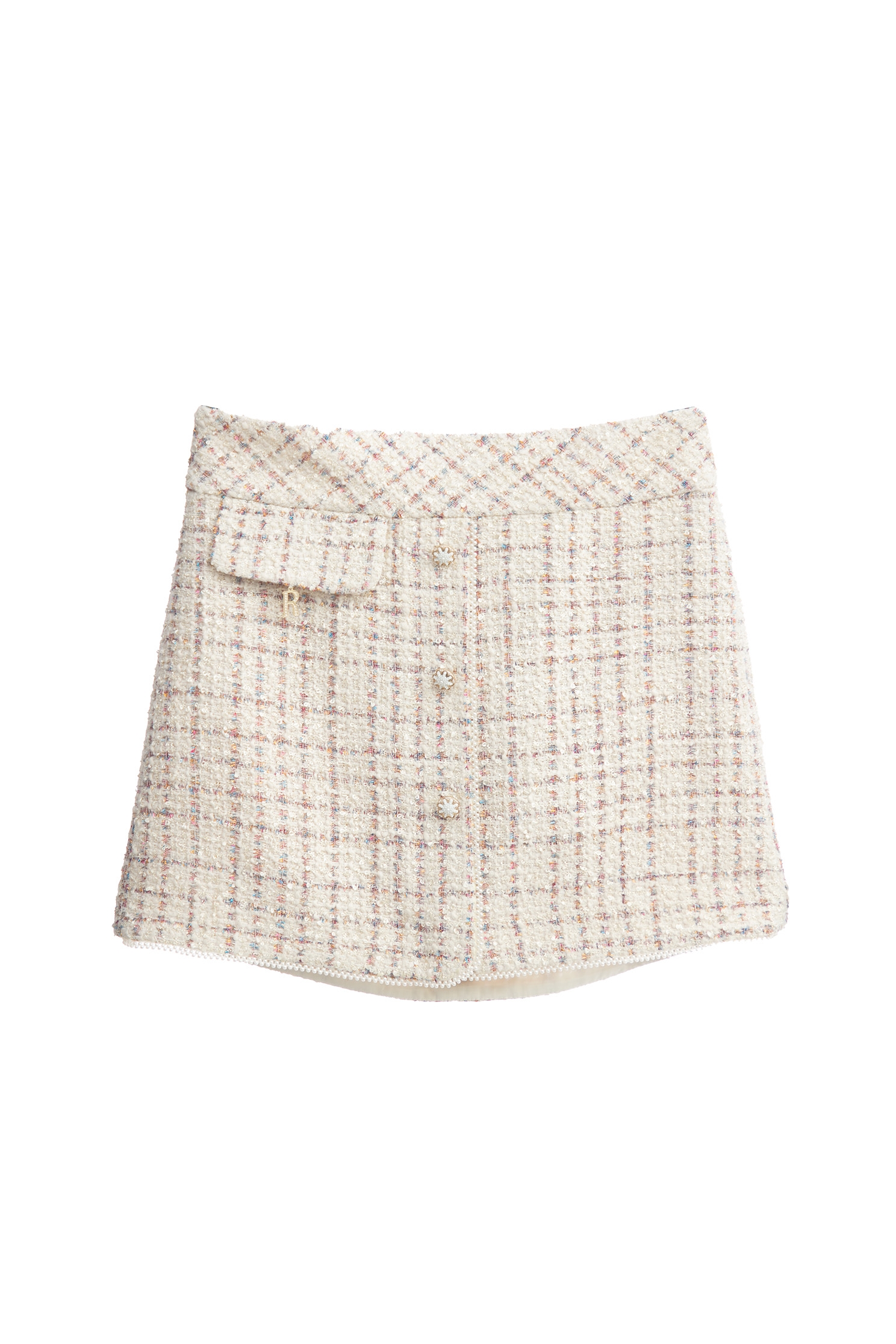 Tweed Skirt With Pearl Trim DetailTweed Skirt With Pearl Trim Detail,pearl,Mini skirts,Season (AW) Look