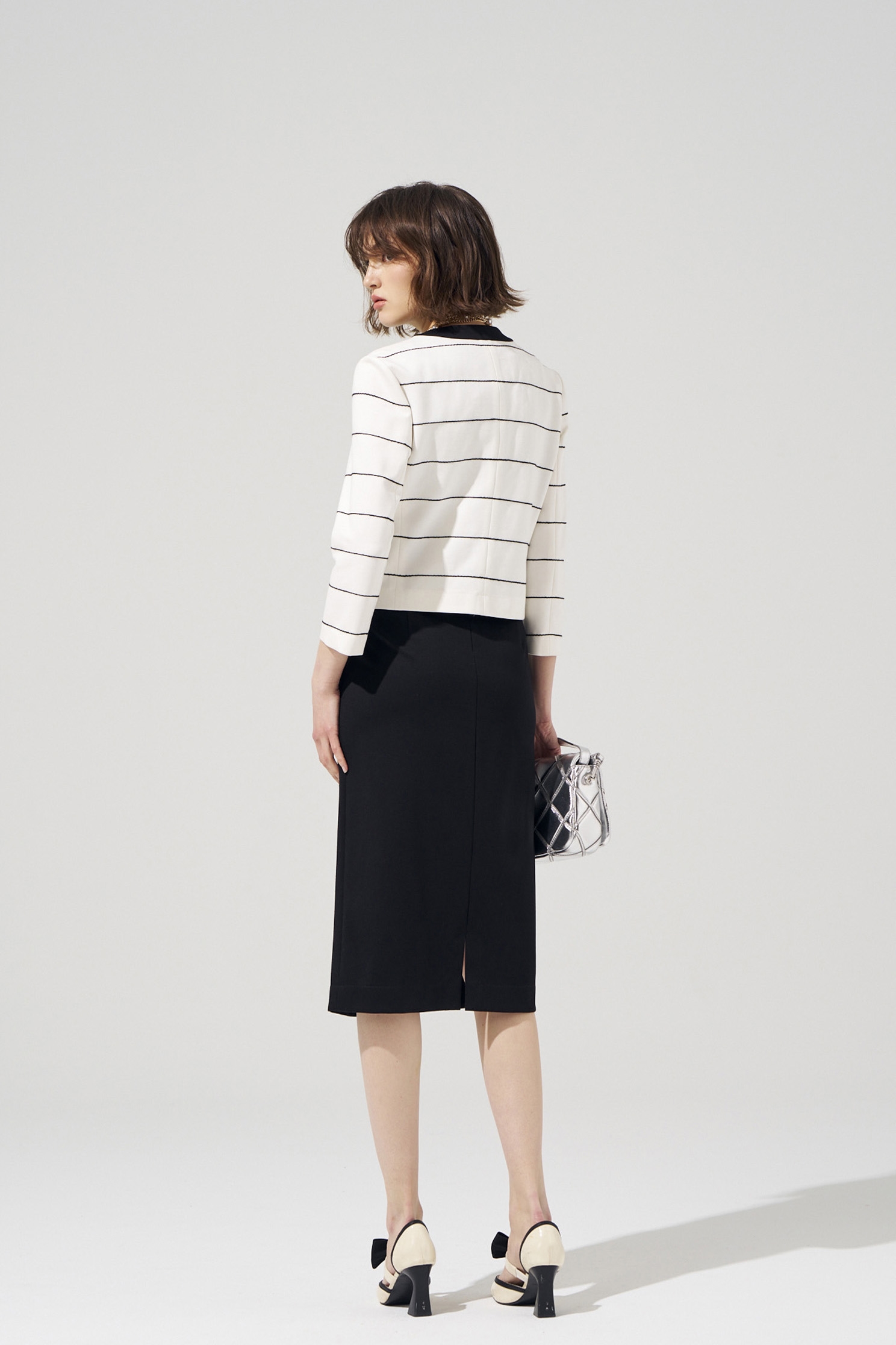 Basic Black Pencil Skirt With Front Button DetailBasic Black Pencil Skirt With Front Button Detail,Season (SS) Look,Pencil skirts,Midi skirts