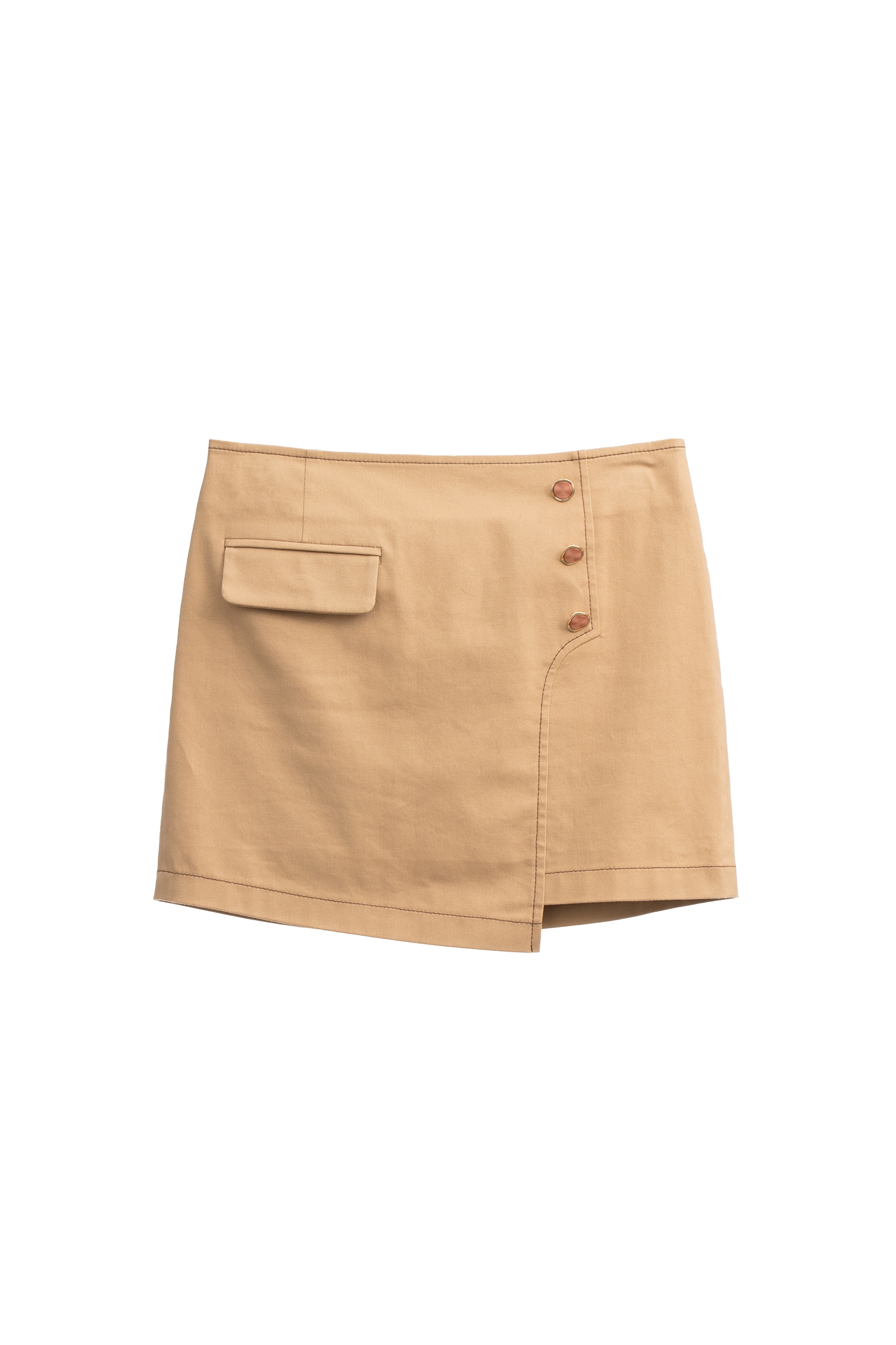 Asymmetric Hem Caramel Mini SkirtAsymmetric Hem Caramel Mini Skirt,Season (SS) Look,Mini skirts,Shorts