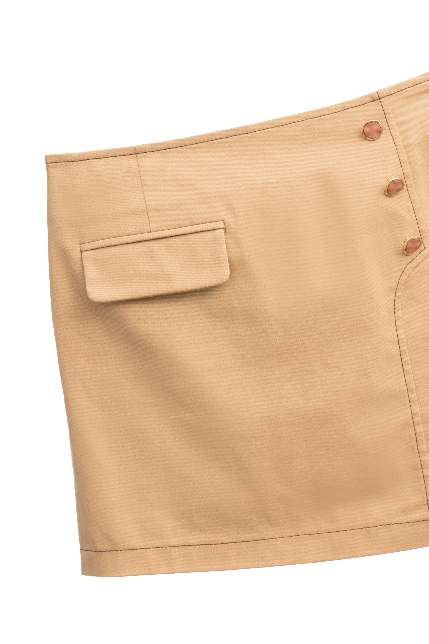 Asymmetric Hem Caramel Mini SkirtAsymmetric Hem Caramel Mini Skirt,Season (SS) Look,Mini skirts,Shorts