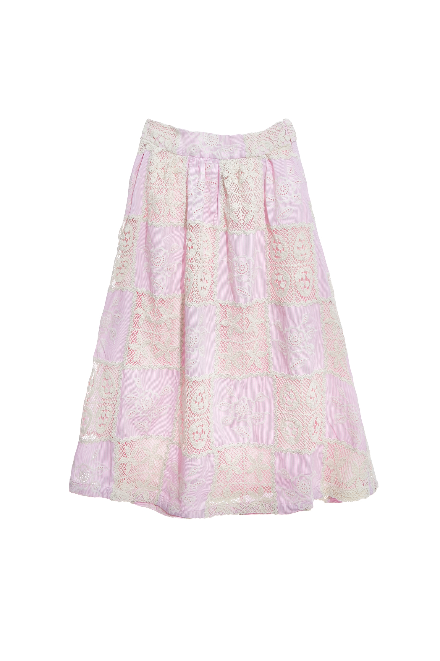 Embroidery Lace Detail Retro SkirtEmbroidery Lace Detail Retro Skirt,Embroidered,Season (SS) Look,Midi skirts