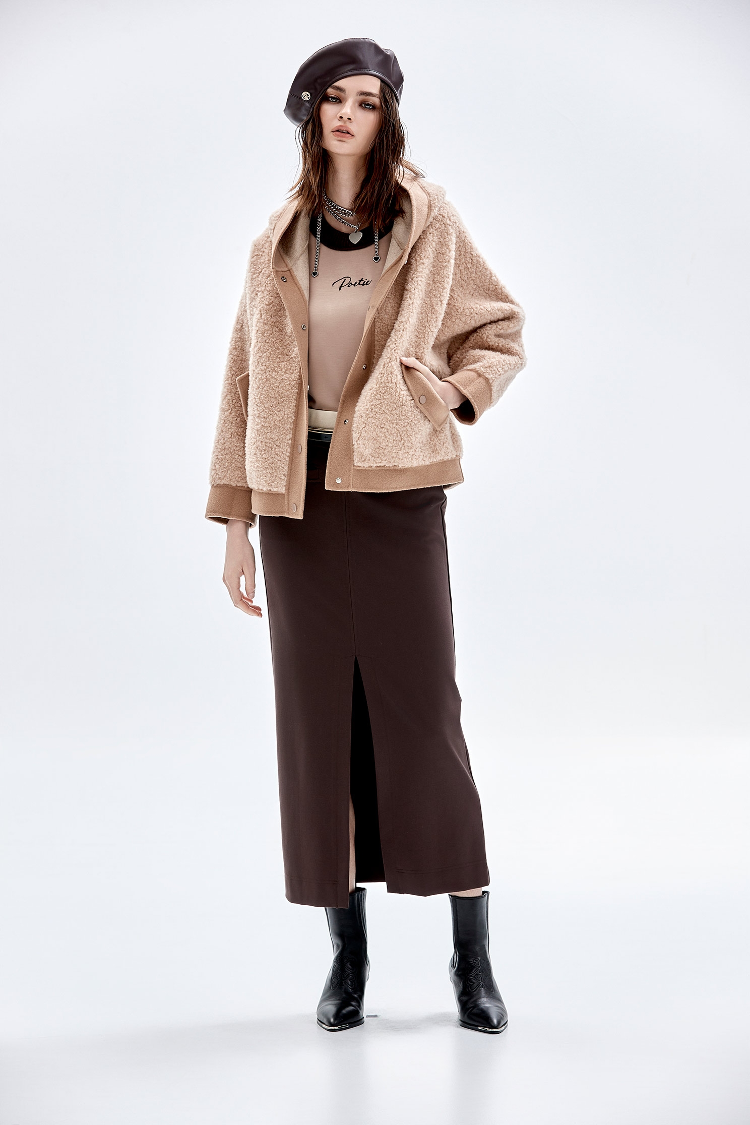 Front Slit Caramel SkirtFront Slit Caramel Skirt,Season (SS) Look,Pencil skirts,Midi skirts