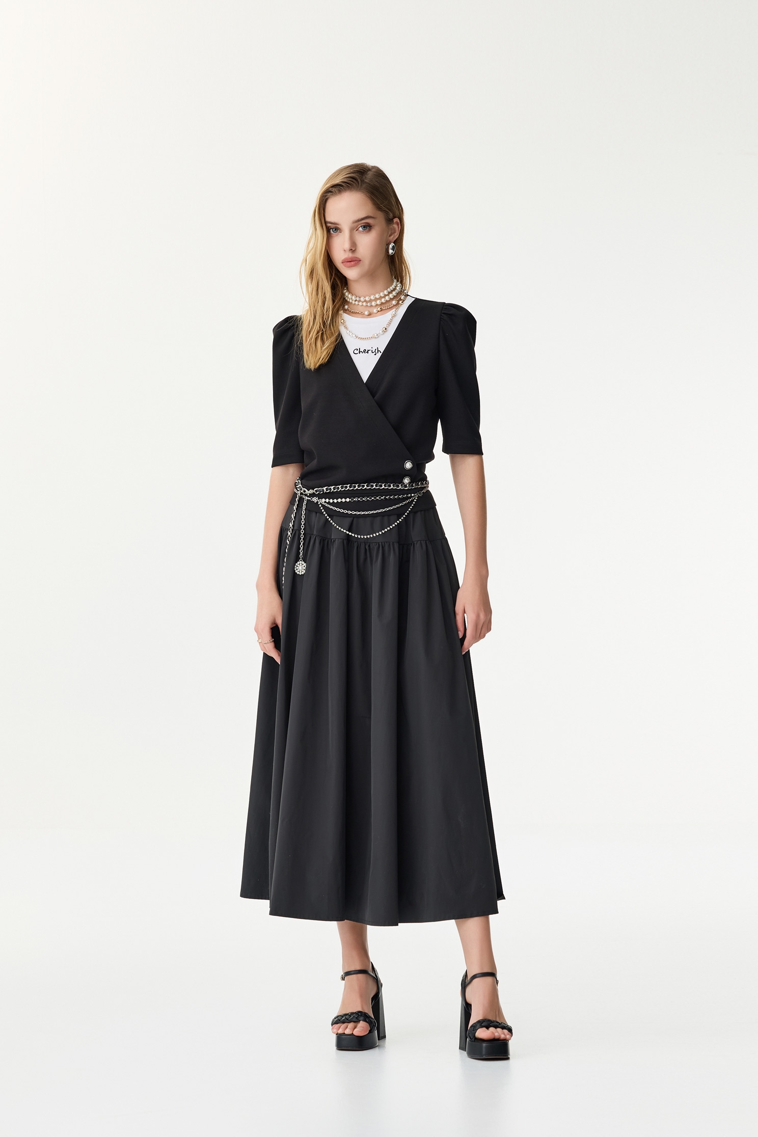 Taffeta Maxi Puff SkirtTaffeta Maxi Puff Skirt,Season (SS) Look,Midi skirts,Black skirts