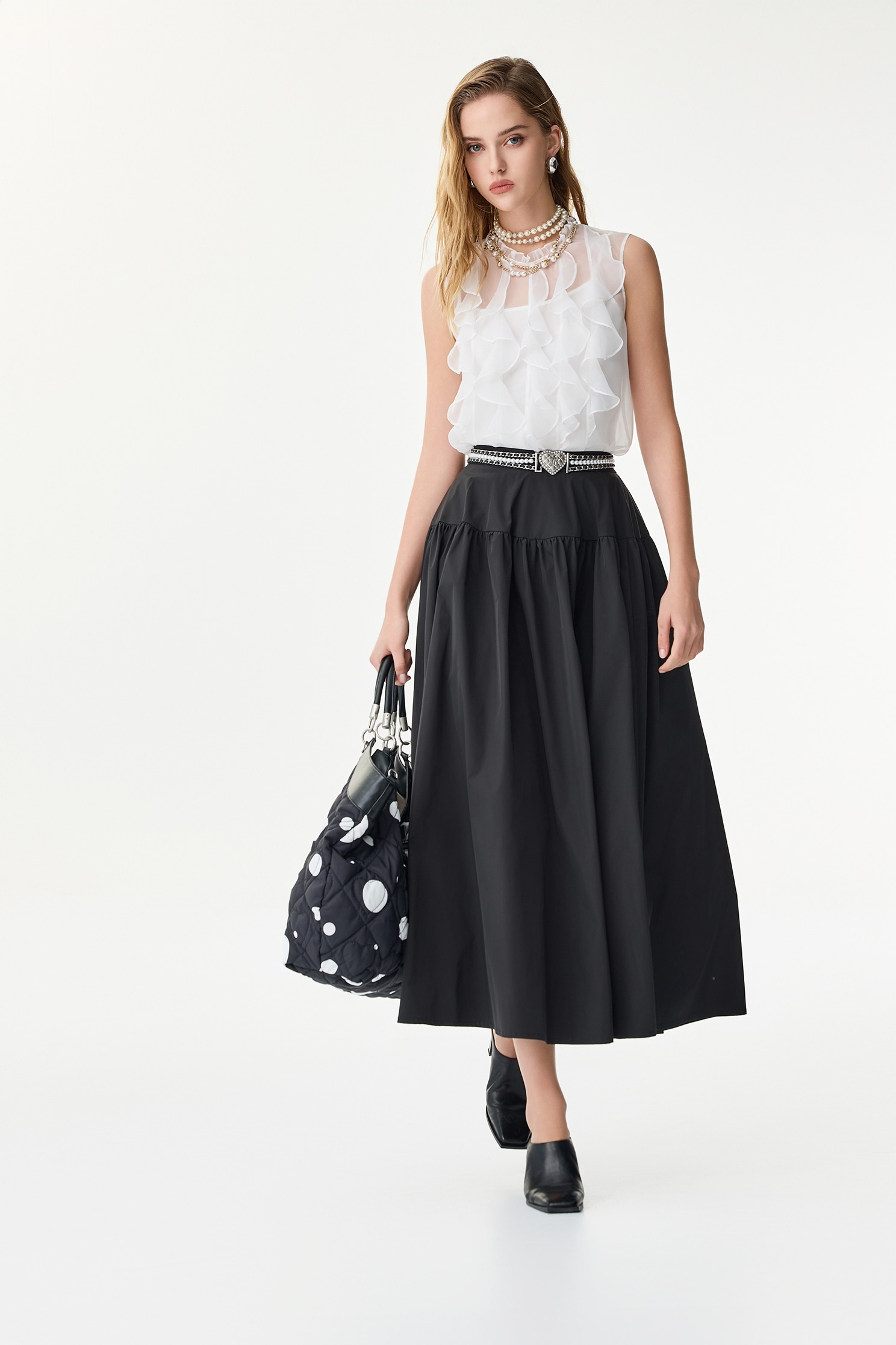 Taffeta Maxi Puff SkirtTaffeta Maxi Puff Skirt,Season (SS) Look,Midi skirts,Black skirts