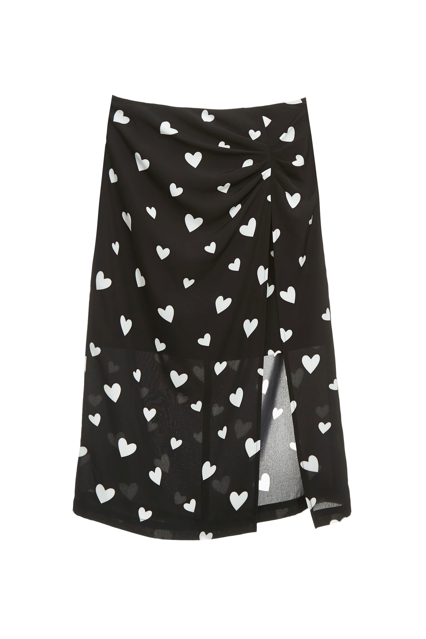 Heart Print Side Slit Pencil SkirtHeart Print Side Slit Pencil Skirt,Season (SS) Look,Midi skirts,Chiffon