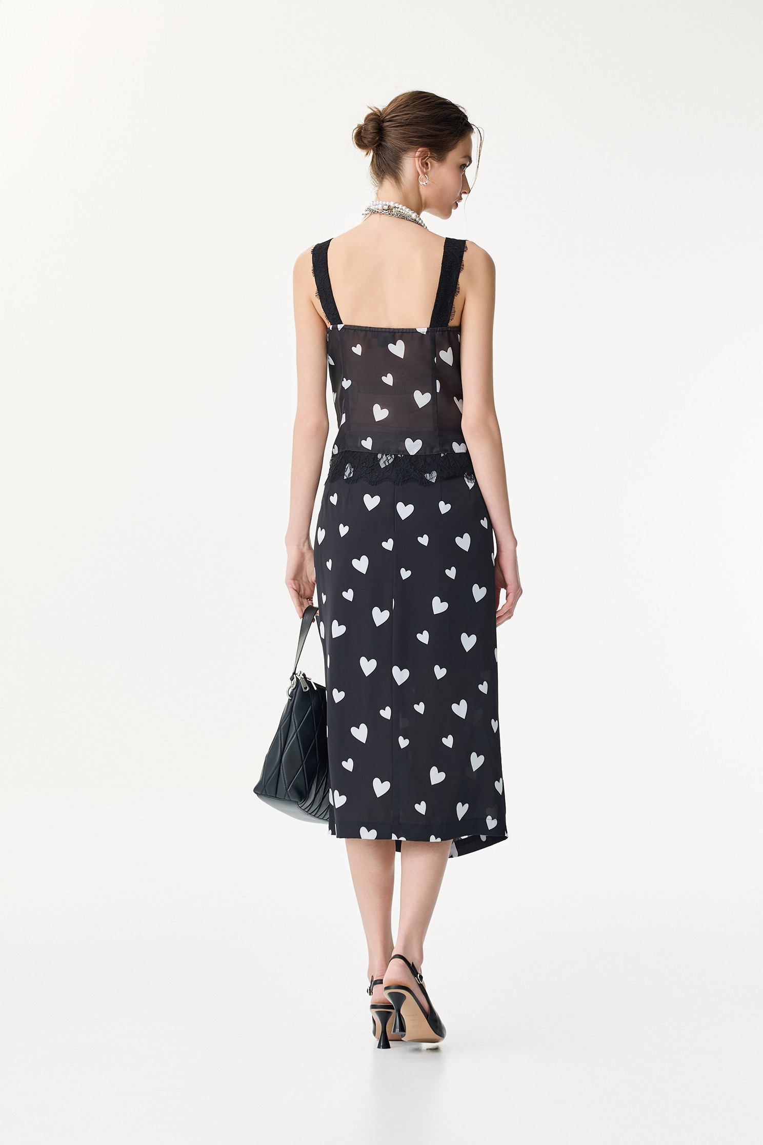 Heart Print Side Slit Pencil SkirtHeart Print Side Slit Pencil Skirt,Season (SS) Look,Midi skirts,Chiffon