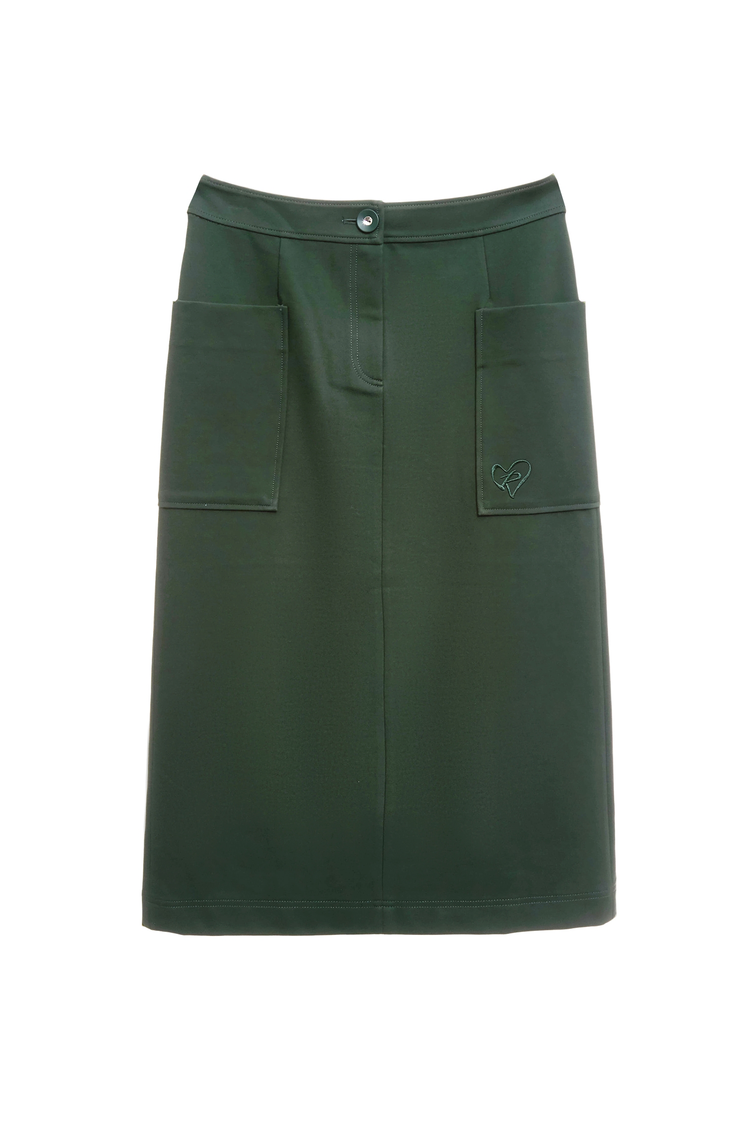 Patch Pockets Green Pencil SkirtPatch Pockets Green Pencil Skirt,Office Looks,Season (SS) Look,Embroidered,Midi skirts