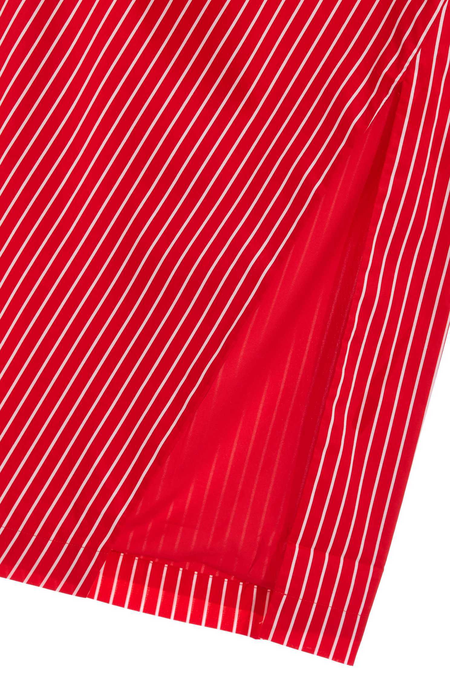 Red With White Stripe Thigh Slit SkirtStriped straight midi-skirt with vent,Season (SS) Look,Stripe,iROO LIVE,Midi skirts