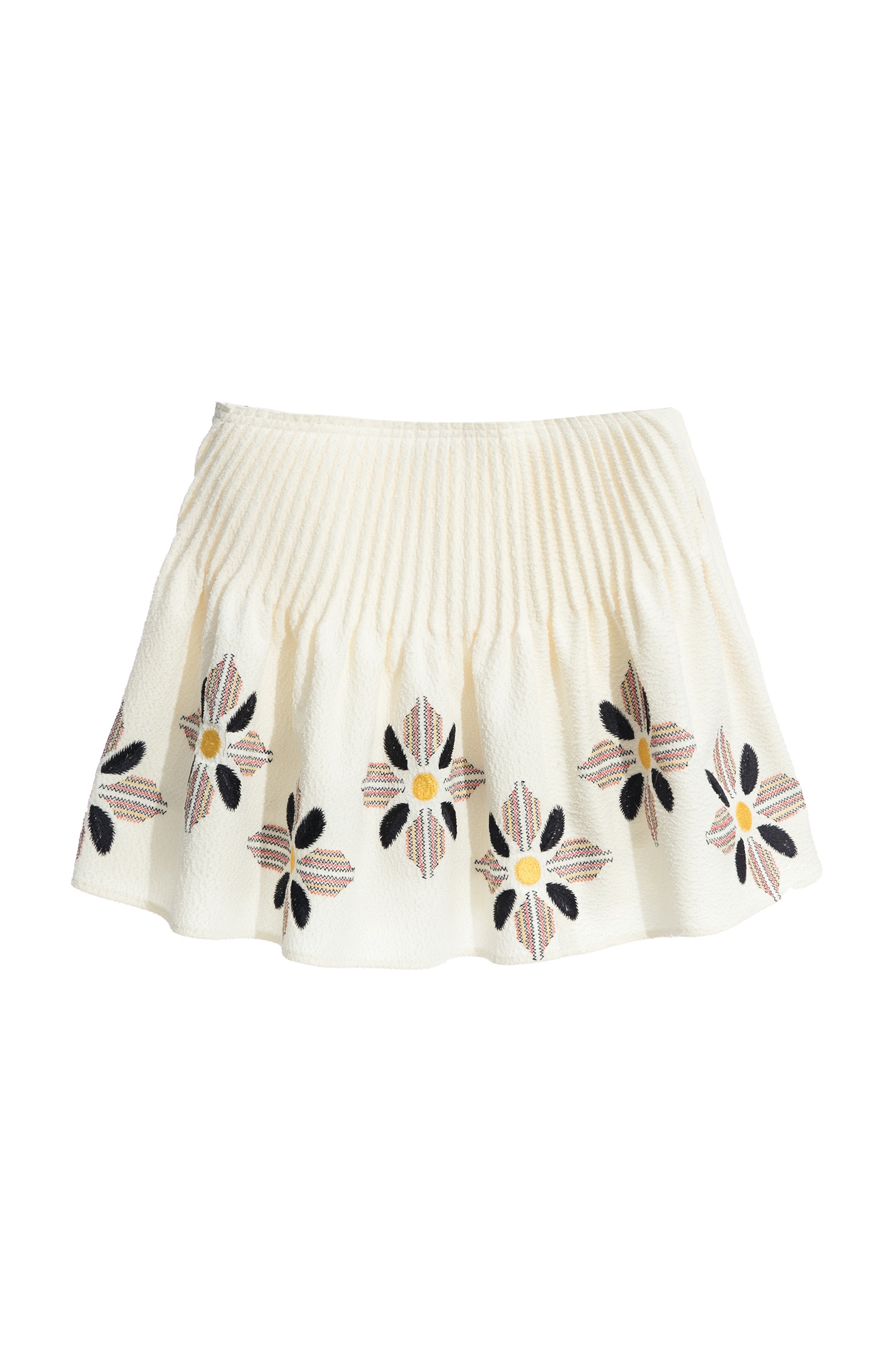 Bold Embroidery Pattern Pleated Mini SkirtBold Embroidery Pattern Pleated Mini Skirt,Embroidered,Pleated skirts,Mini skirts,Season (AW) Look