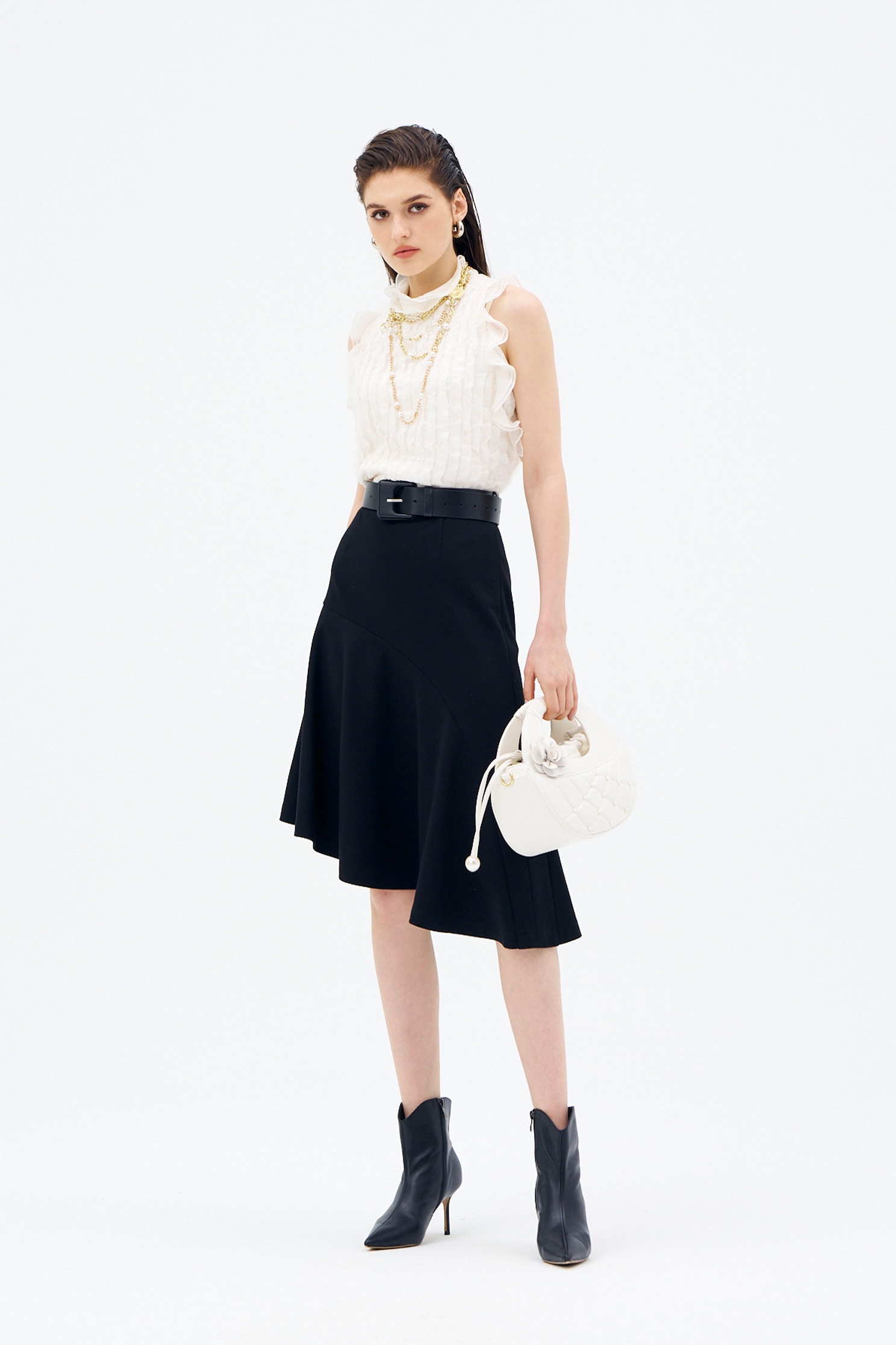 Asymmetric Hem A-line Skirt中長羅馬變化波浪裙,Season (AW) Look,Midi skirts