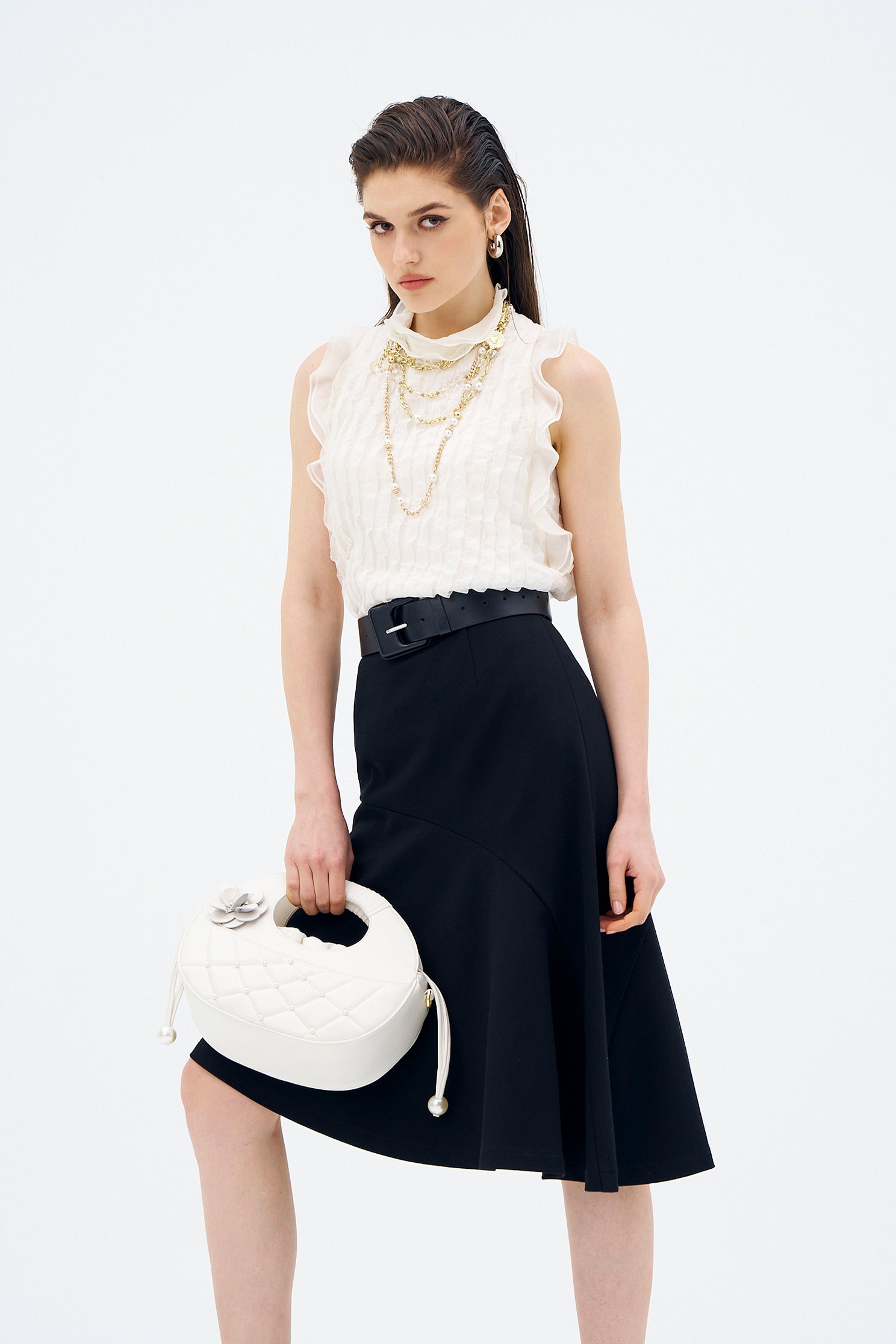 Asymmetric Hem A-line Skirt中長羅馬變化波浪裙,Season (AW) Look,Midi skirts