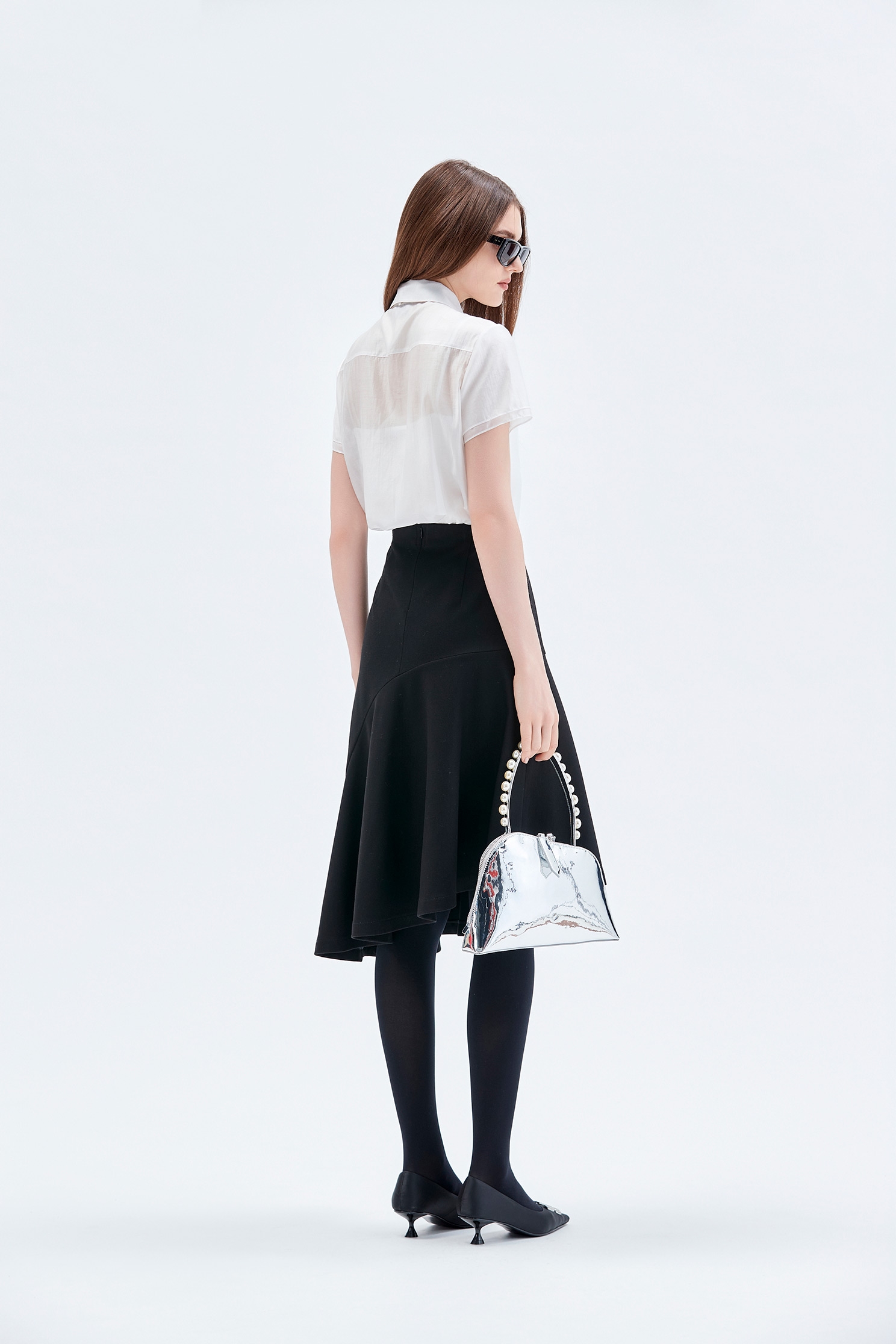 Asymmetric Hem A-line Skirt中長羅馬變化波浪裙,Season (AW) Look,Midi skirts