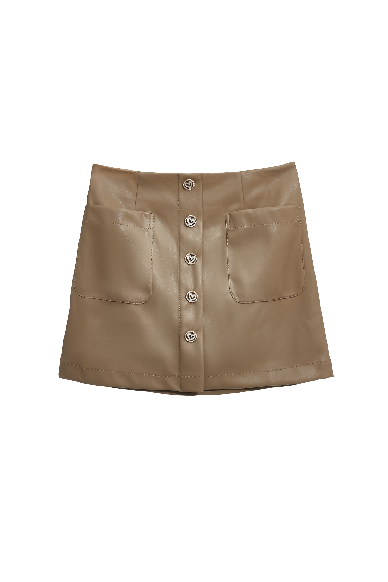 PU Khaki Skirt奶油布丁色皮革短裙,Mini skirts,Season (AW) Look