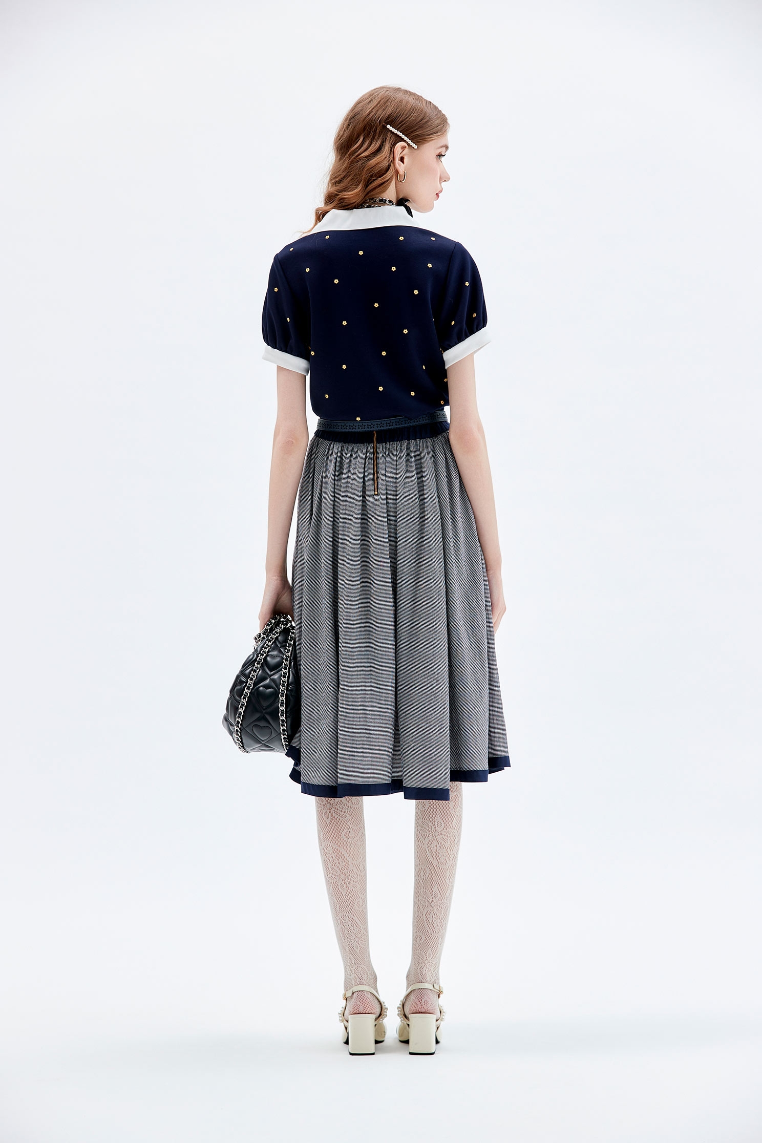 Midnight Blue Midi SkirtMidnight Blue Midi Skirt,Plaid,Season (AW) Look,Midi skirts