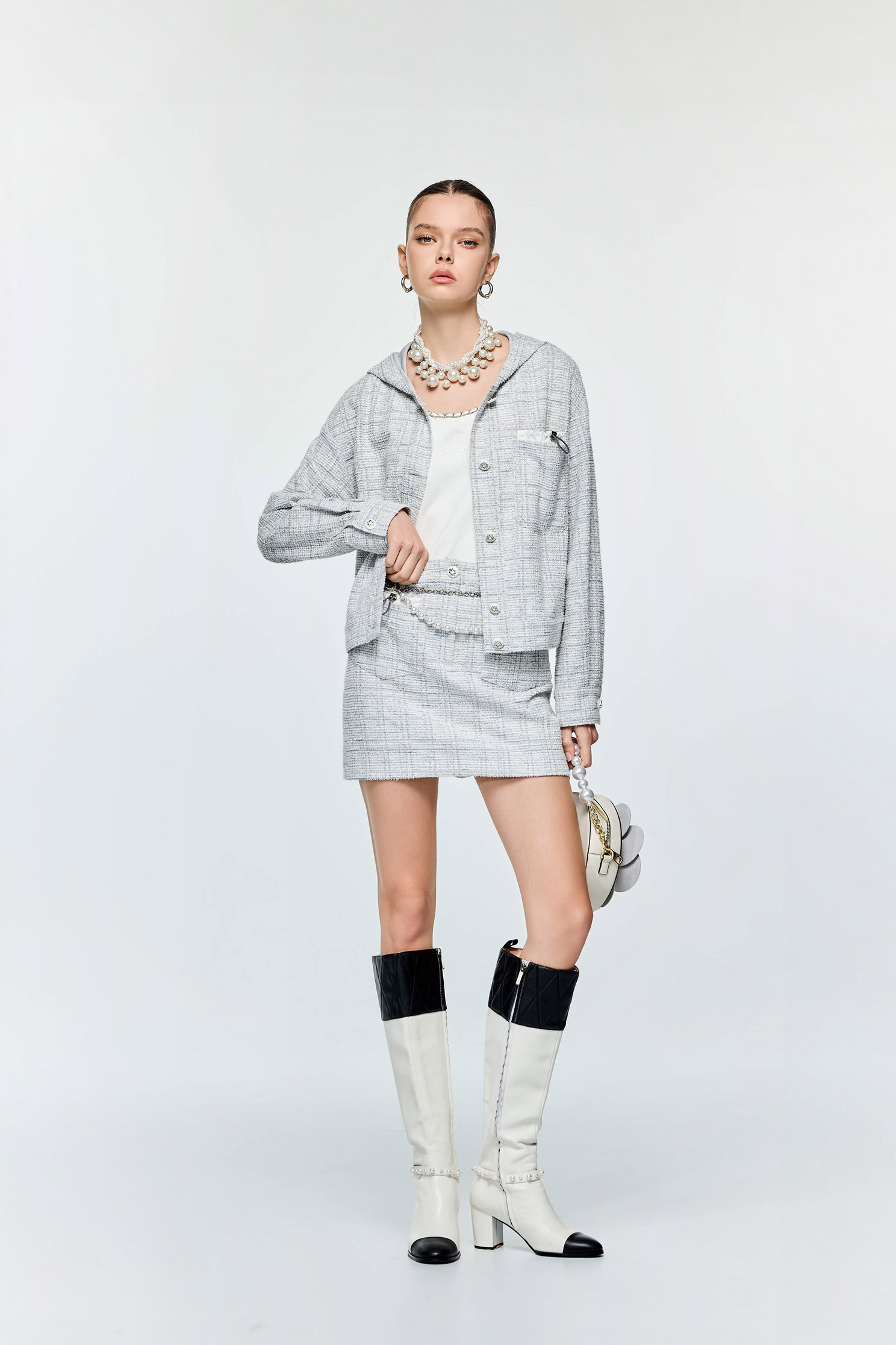 Drawstring Pocket Detail SkirtDrawstring Pocket Detail Skirt,Season (SS) Look,Plaid,Mini skirts