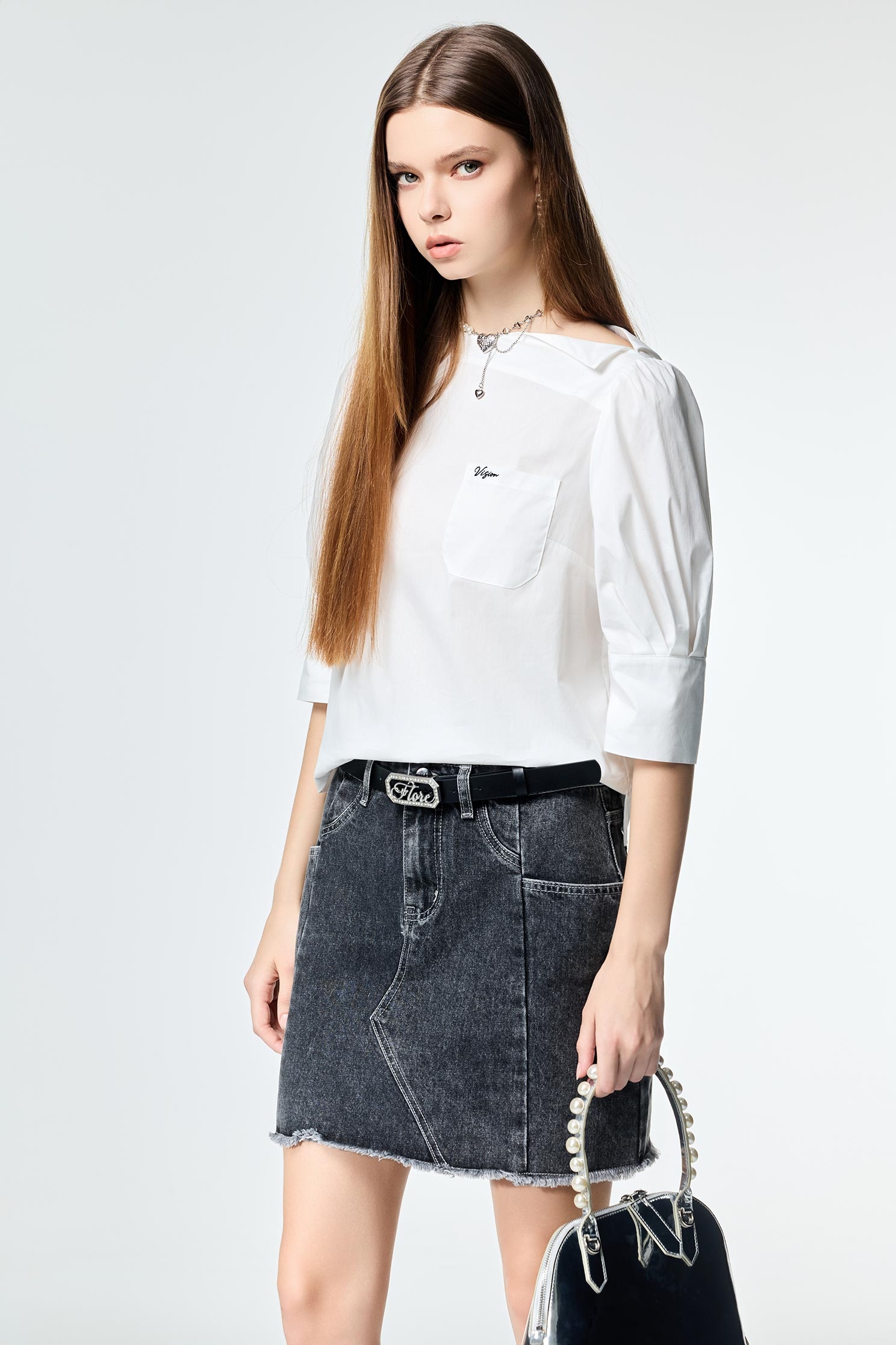 Patch Pockets Demin SkirtPatch Pockets Demin Skirt,Season (SS) Look,Denim,Denim skirts