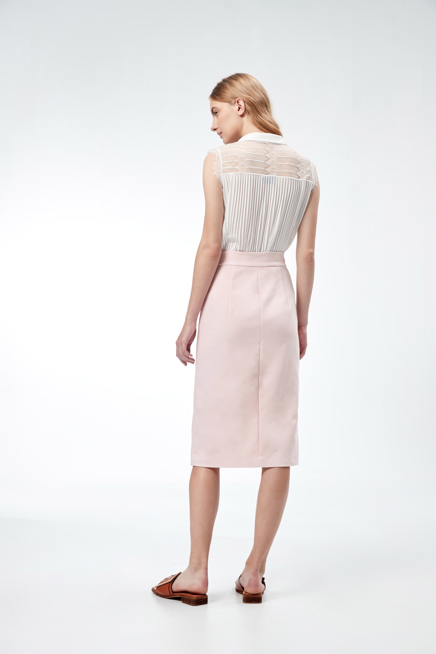 Pink Side Zip Detail Pencil SkirtOne-sided zipper skirt,Season (SS) Look,Season (AW) Look,Pink,Midi skirts