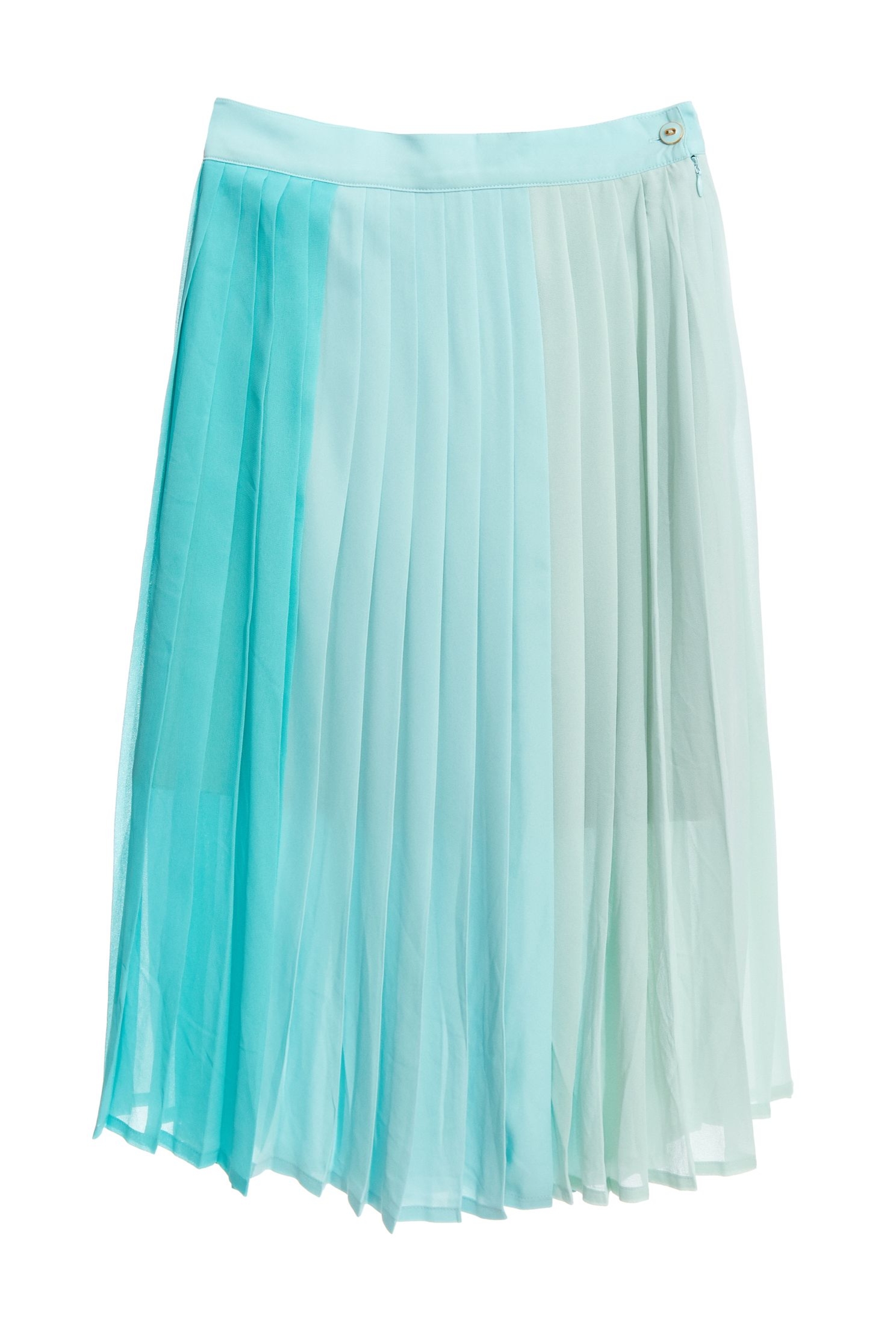 Colour Block Pleated SkirtBlue-green multi-colored stitching skirt,goodlucknewyear,Season (SS) Look,mothergift,iROO LIVE,Midi skirts,Chiffon,Chiffon skirts