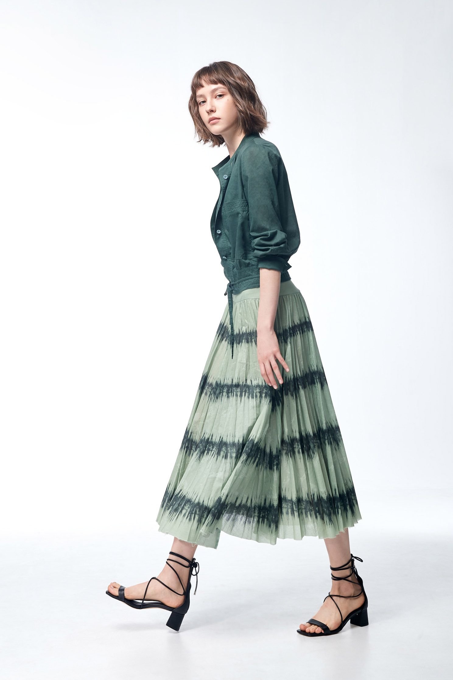 Tie Dye Print Pleated SkirtTied print skirt,Season (SS) Look,Pleated skirts