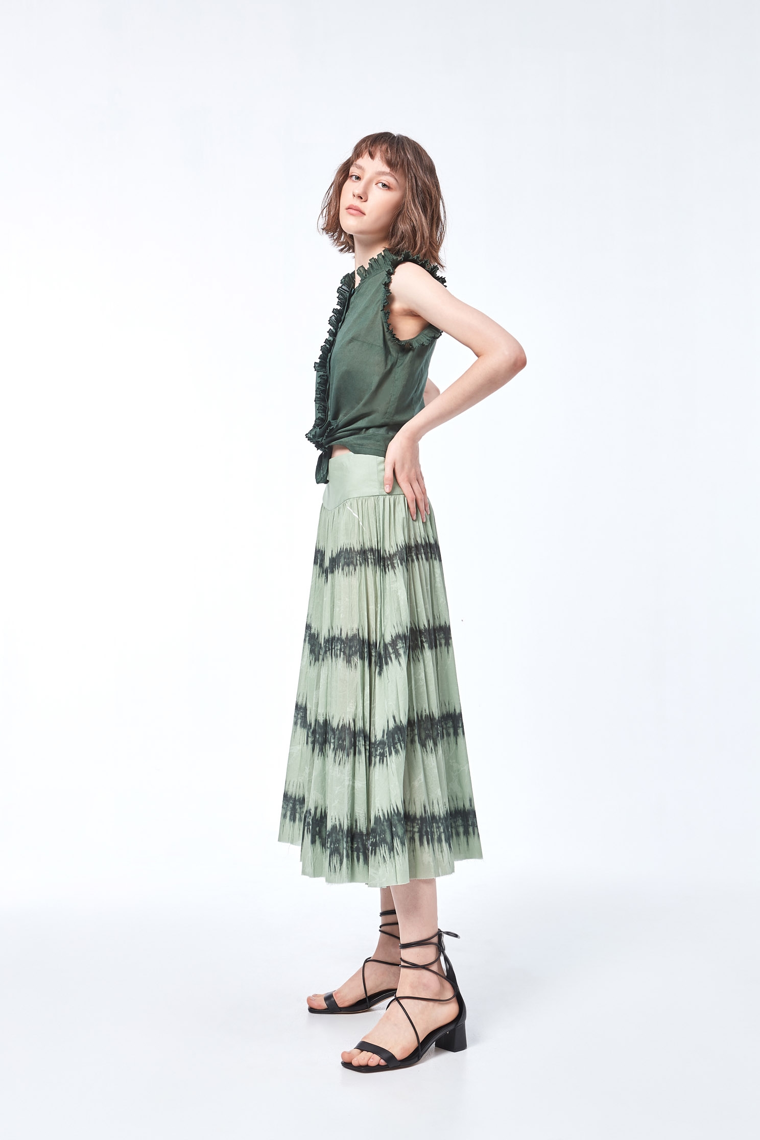 Tie Dye Print Pleated SkirtTied print skirt,Season (SS) Look,Pleated skirts