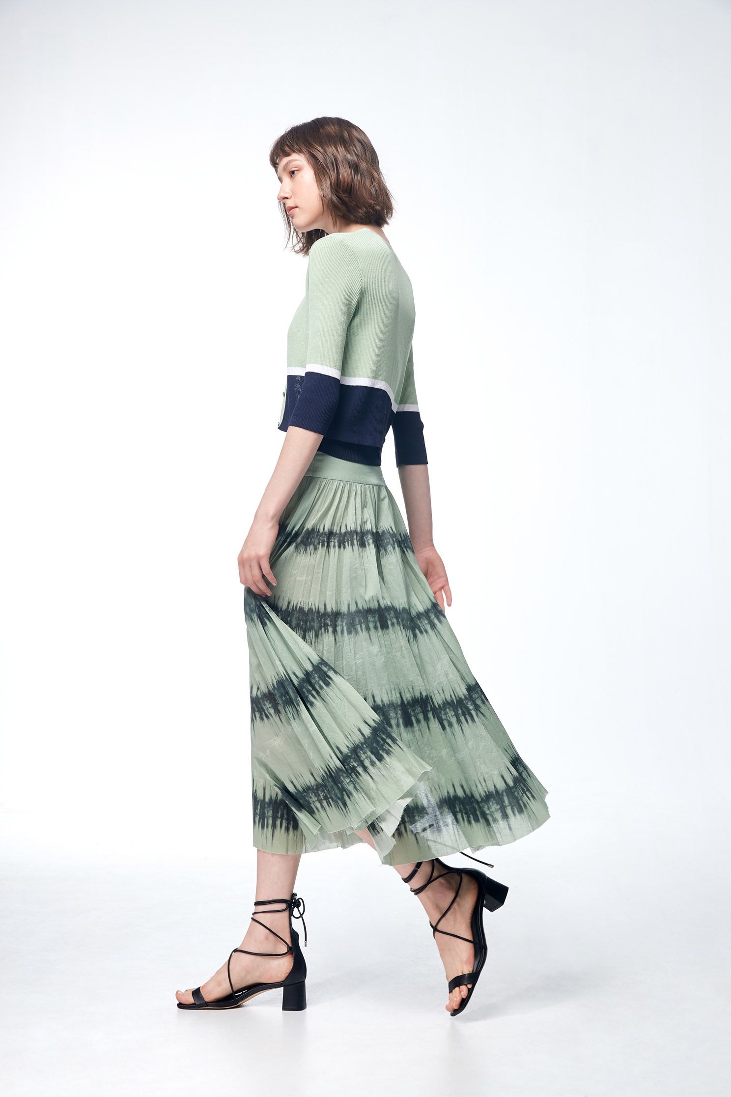 Tie Dye Print Pleated SkirtTied print skirt,Season (SS) Look,Pleated skirts