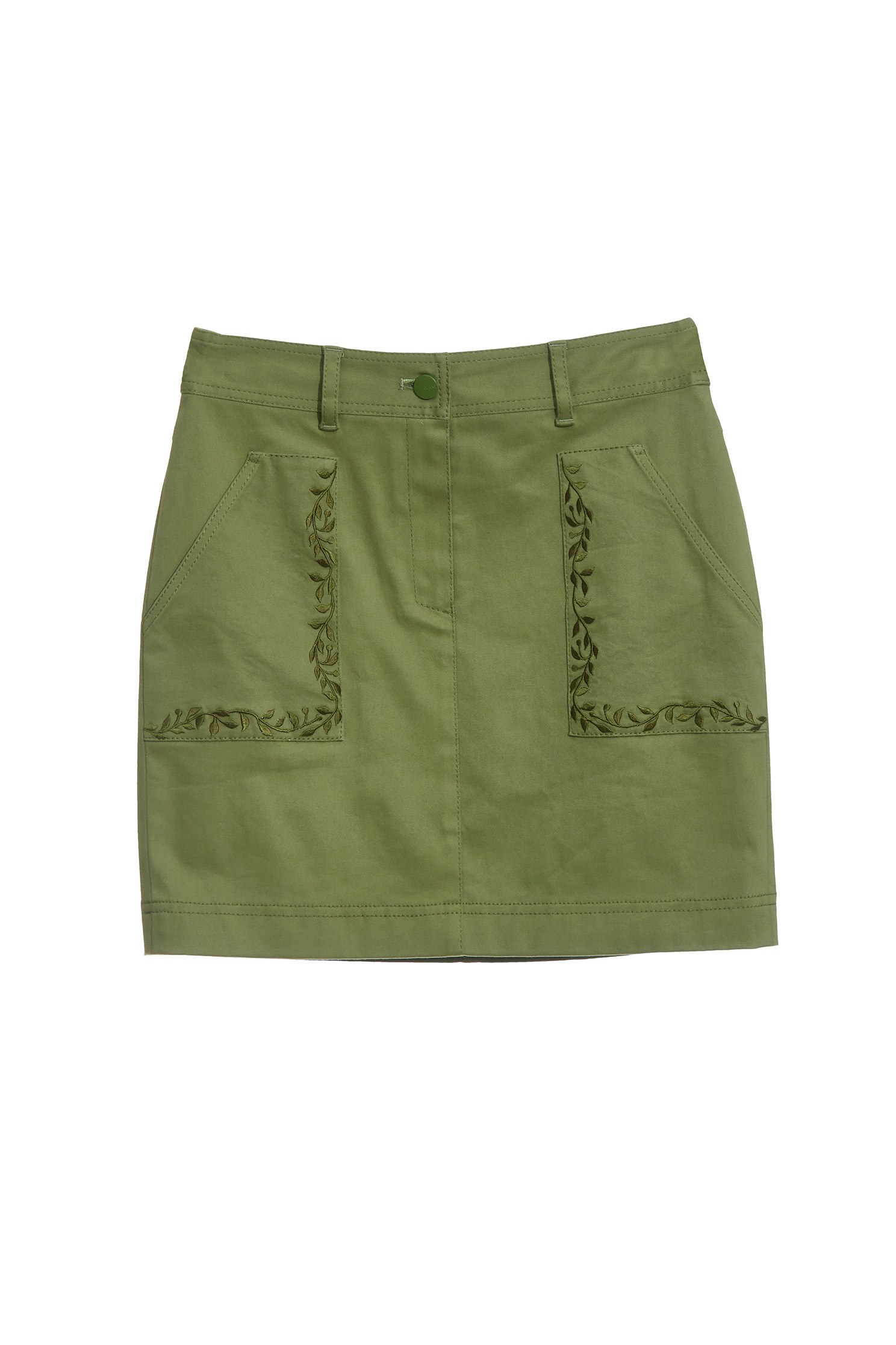 Basic Green Denim SkirtShort skirt with embroidery,Embroidered,Season (SS) Look,Denim skirts,Mini skirts