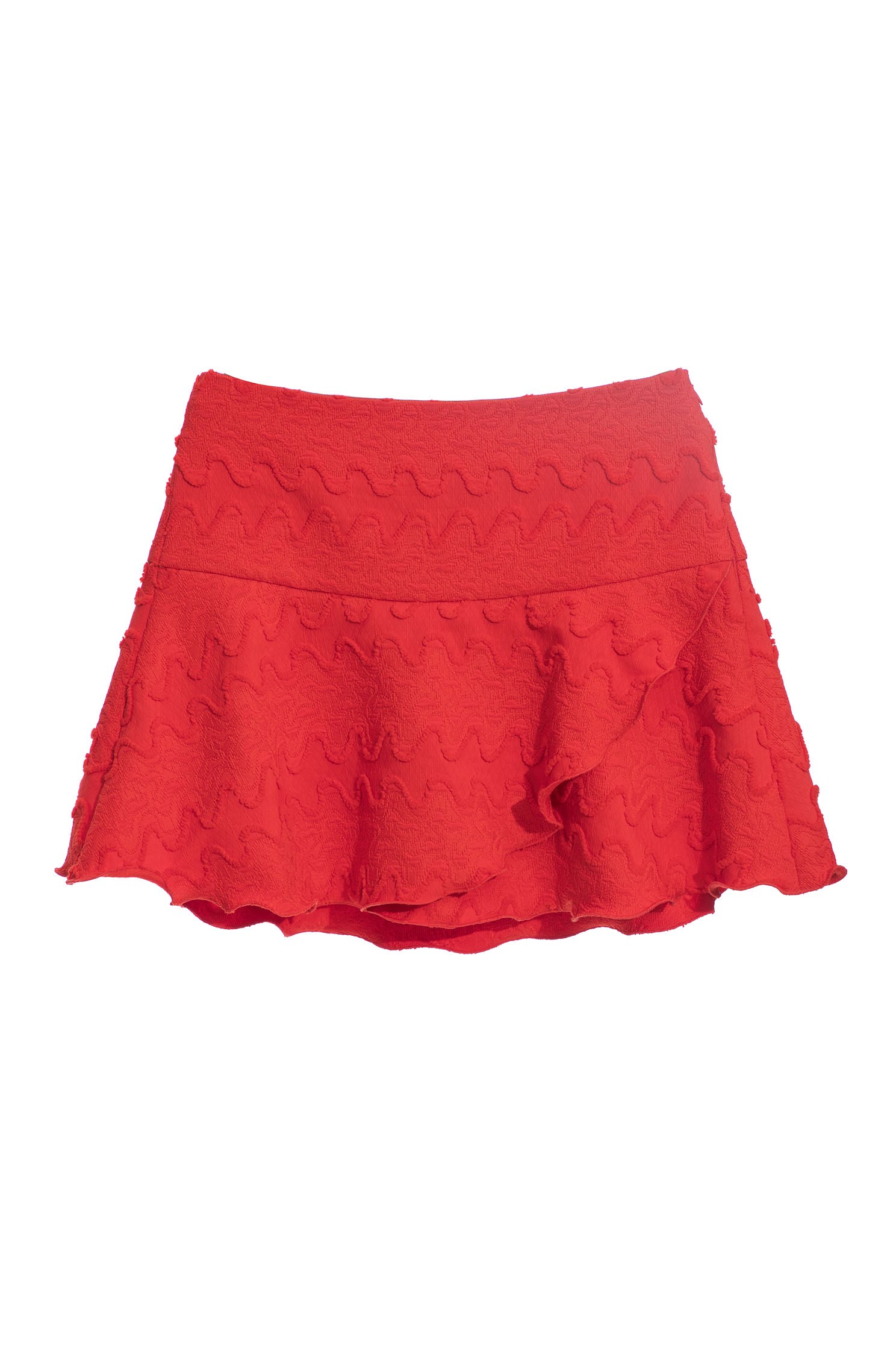 Textured Asymmetric Flare SkirtVintage textured wavy skirt,Embroidered,Season (SS) Look,Mini skirts,upperclass