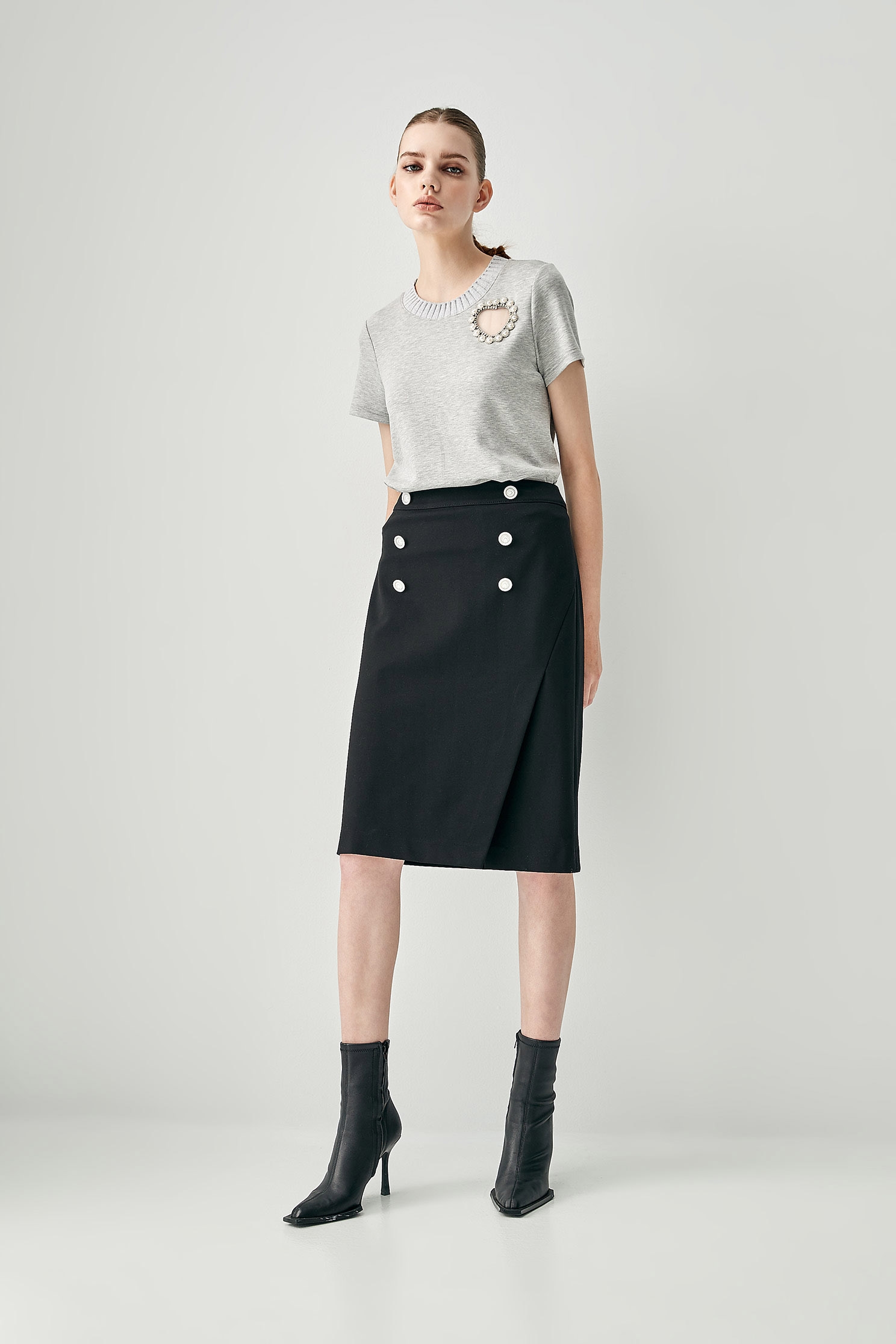 Basic Side Slit Smart SkirtBasic Side Slit Smart Skirt,Season (SS) Look,Pencil skirts