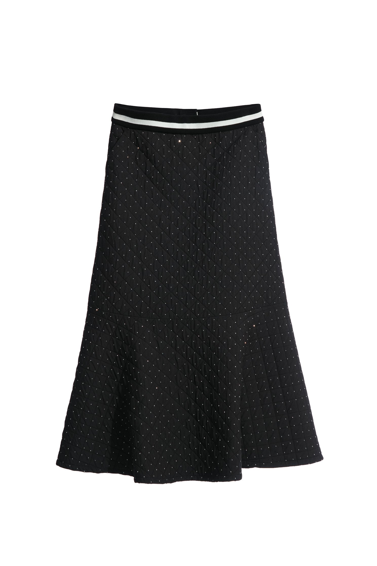 A-line Quilted Pattern Skirt With SequinA-line Quilted Pattern Skirt With Sequin,Season (AW) Look,Midi skirts