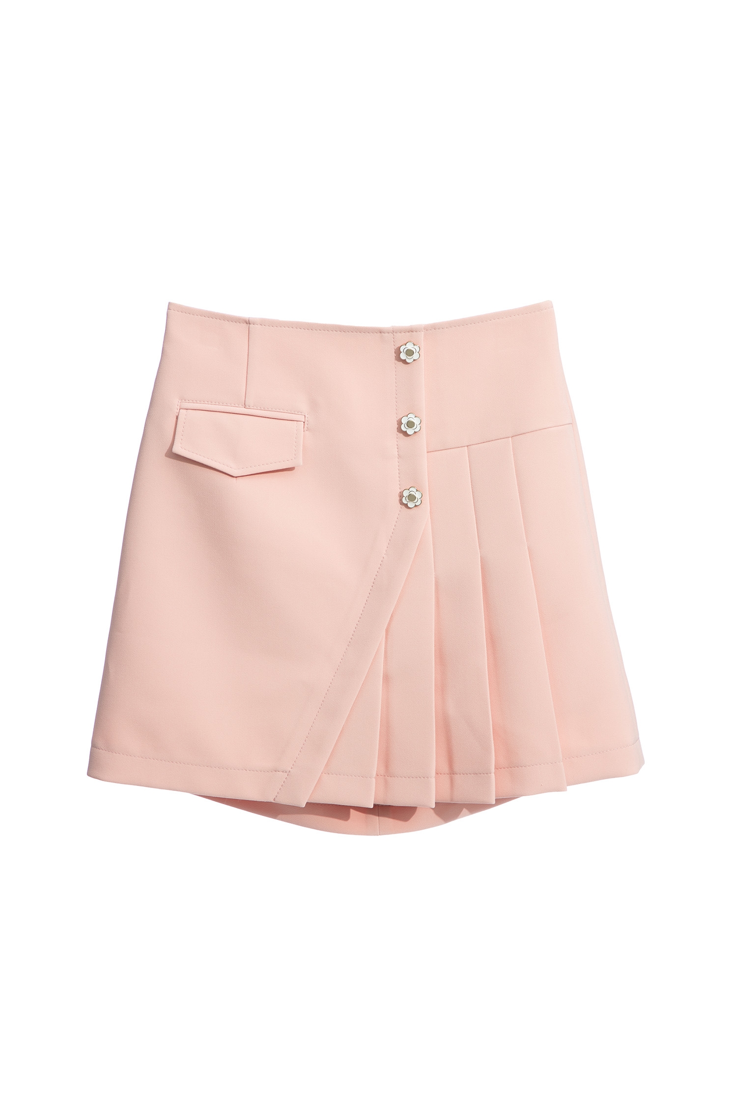 Pink Asymmetric Pleated SkirtPink Asymmetric Pleated Skirt,Mini skirts,Shorts,Season (AW) Look