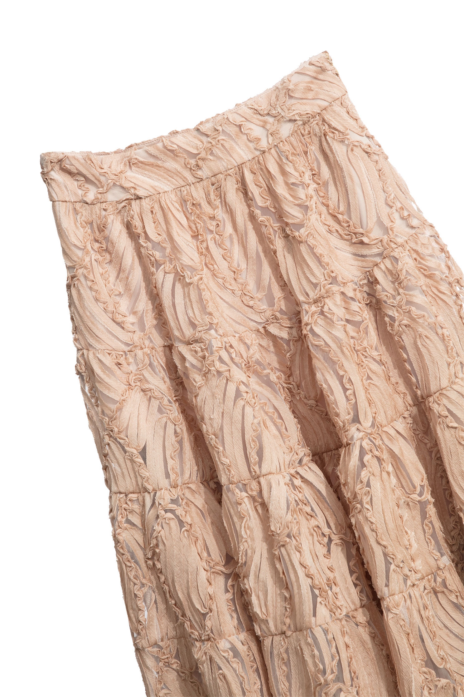 Full Ruffle Mesh Detail Tiered SkirtFull Ruffle Mesh Detail Tiered Skirt,Season (AW) Look,Layered skirts,Midi skirts