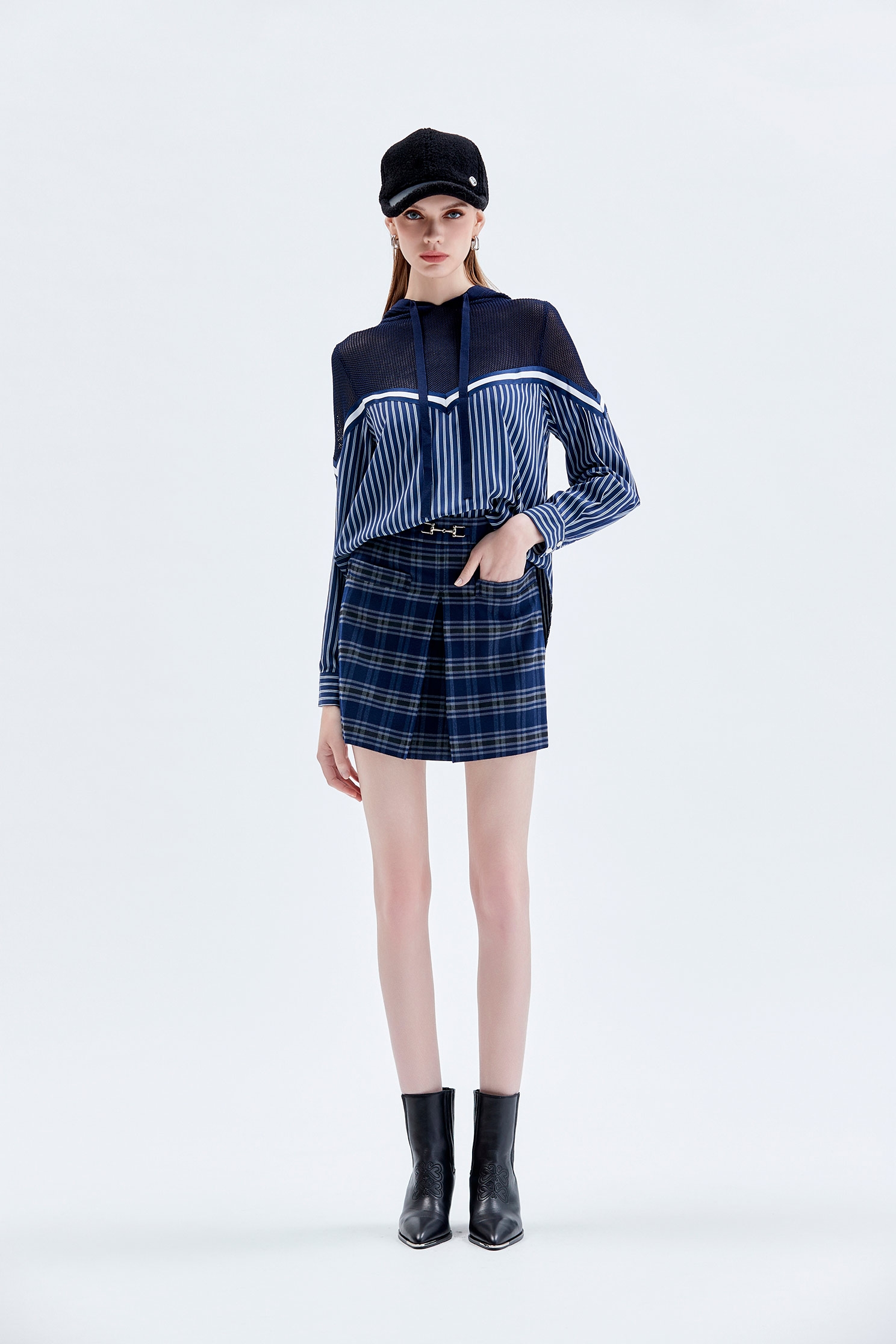 Front Pleat Checkered SkirtFront Pleat Checkered Skirt,Plaid,Mini skirts,Shorts,Season (AW) Look