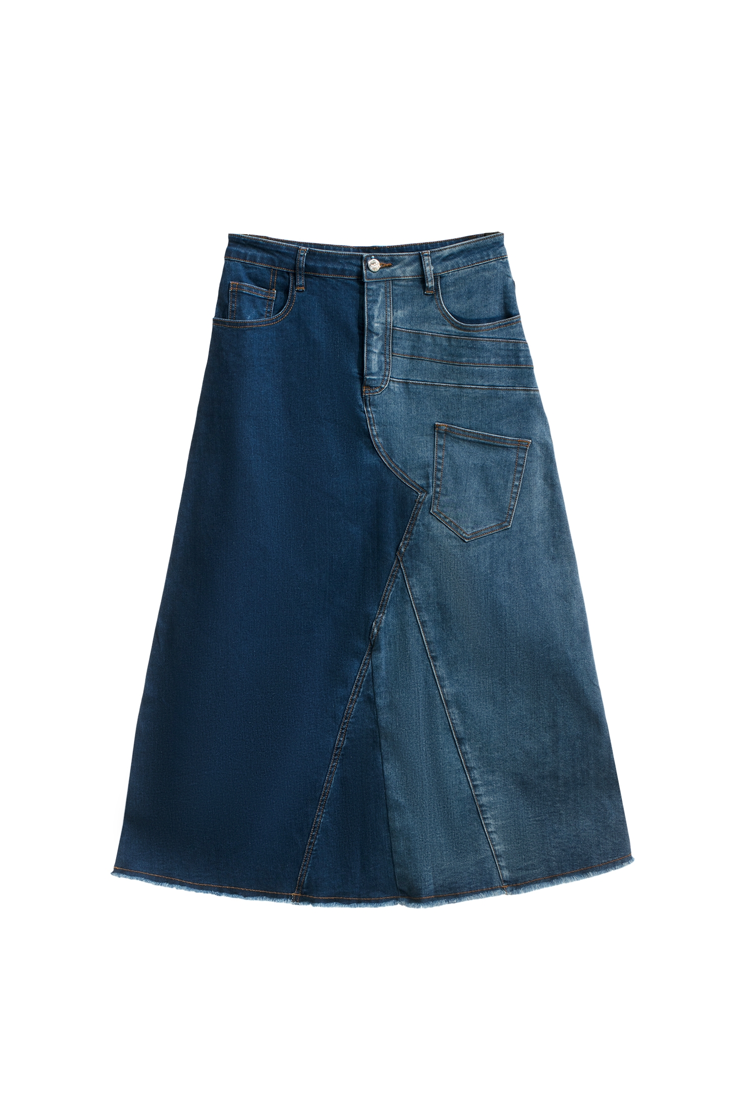 Two Tone Denim SkirtTwo Tone Denim Skirt,Denim,Denim skirts,Season (AW) Look,Midi skirts