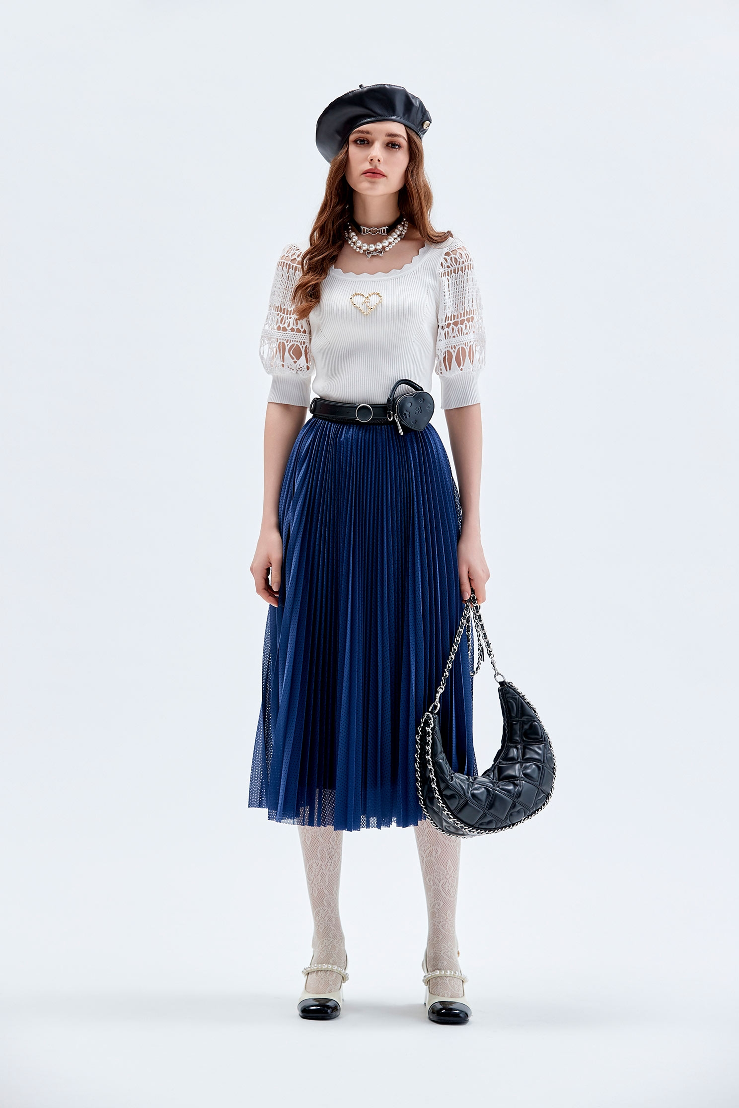 Full Pleated Navy SkirtFull Pleated Navy Skirt,Pleated skirts,Pleated skirts,Season (AW) Look,Midi skirts