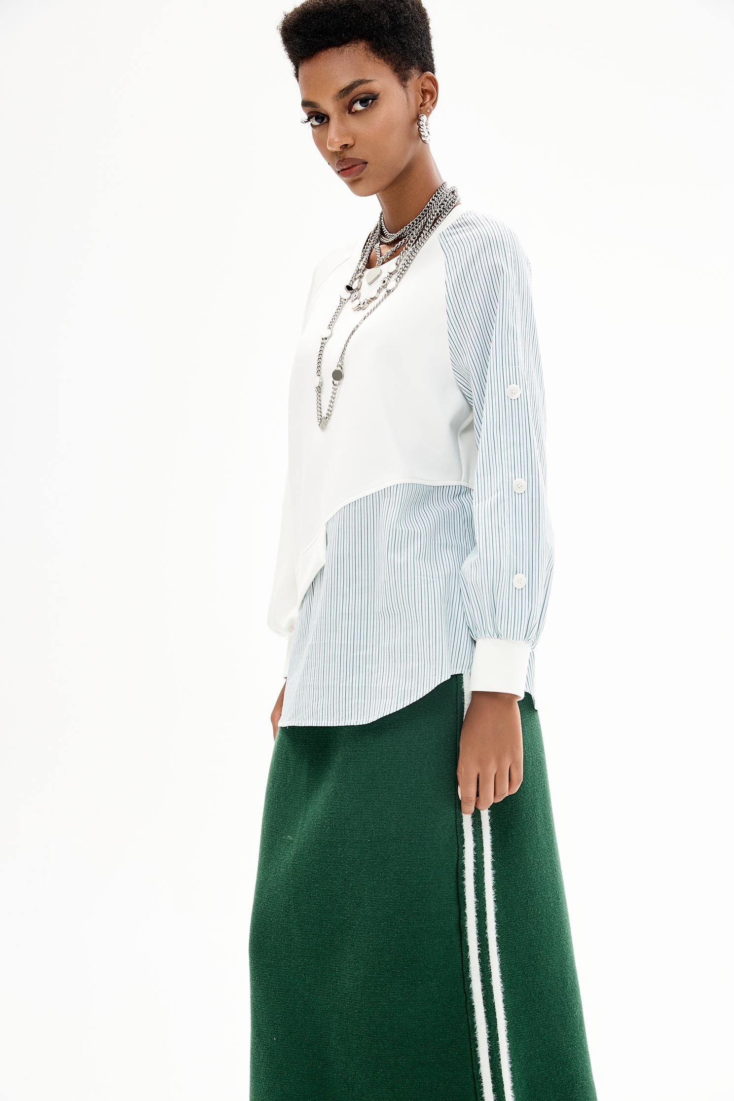 Green Knit Skirt With Contrast Trim DetailGreen Knit Skirt With Contrast Trim Detail,Season (AW) Look,Knitted,Knitted tops,Midi skirts