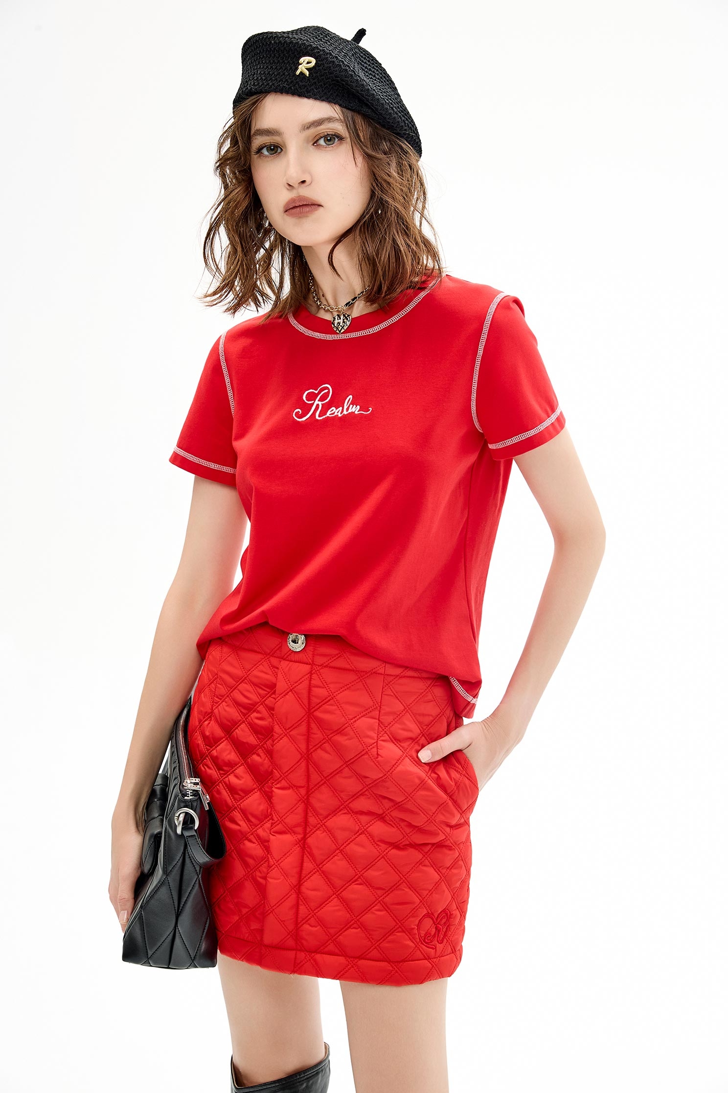 Red Quilted SkirtRed Quilted Skirt,Mini skirts,Season (AW) Look