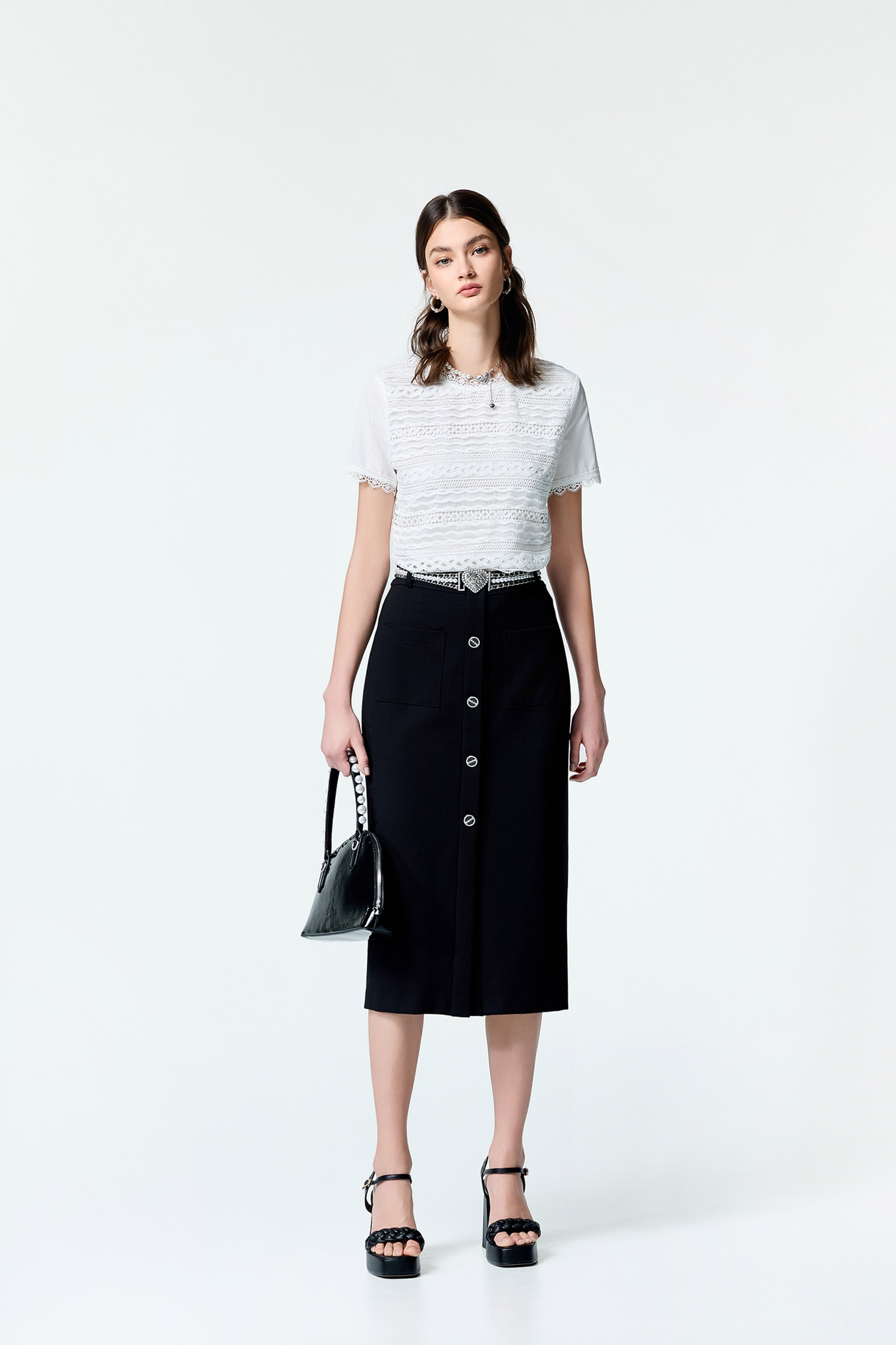 Patch Pocket Midi Pencil SkirtPatch Pocket Midi Pencil Skirt,Office Looks,Season (SS) Look,Midi skirts