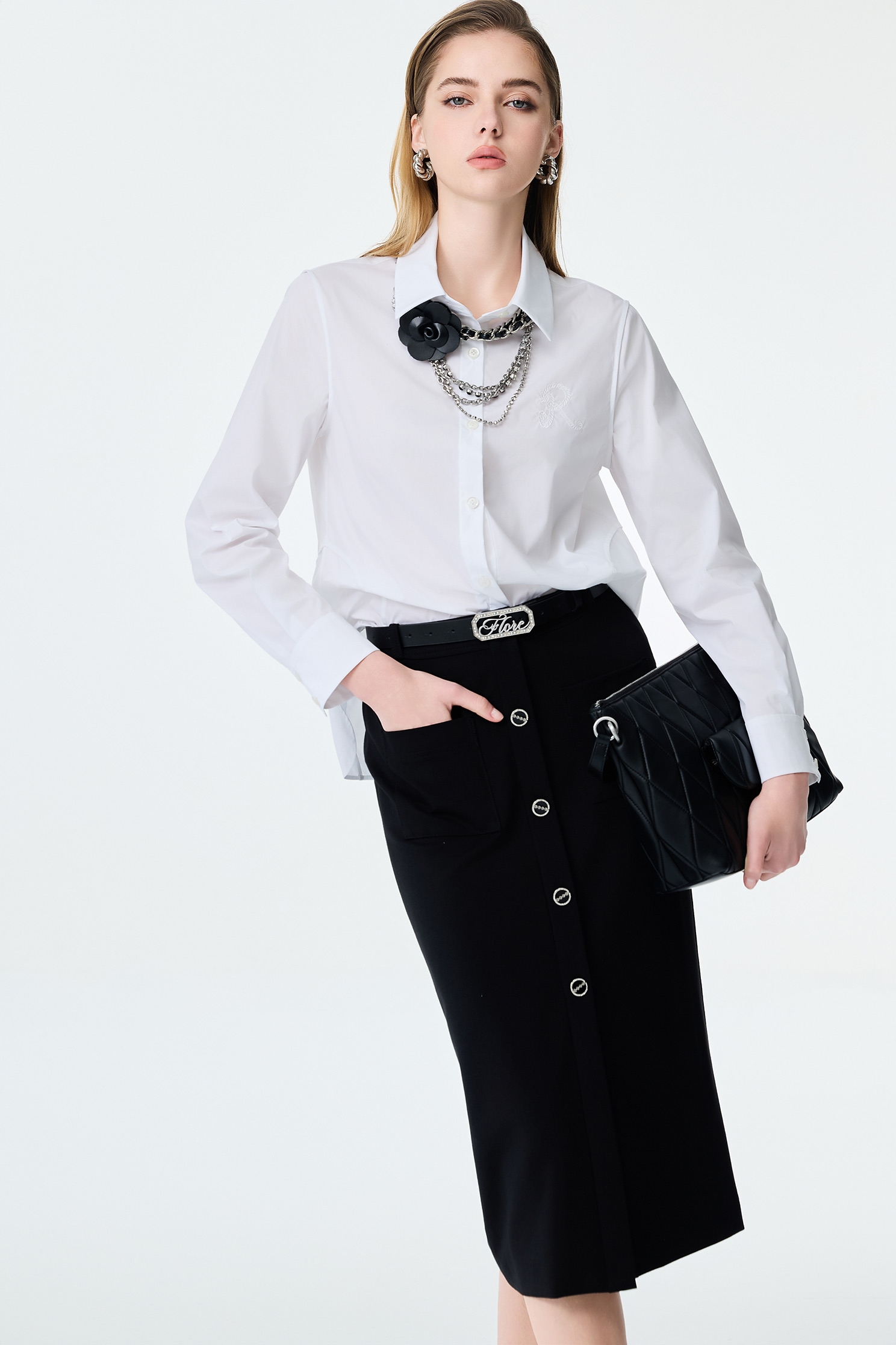 Patch Pocket Midi Pencil SkirtPatch Pocket Midi Pencil Skirt,Office Looks,Season (SS) Look,Midi skirts