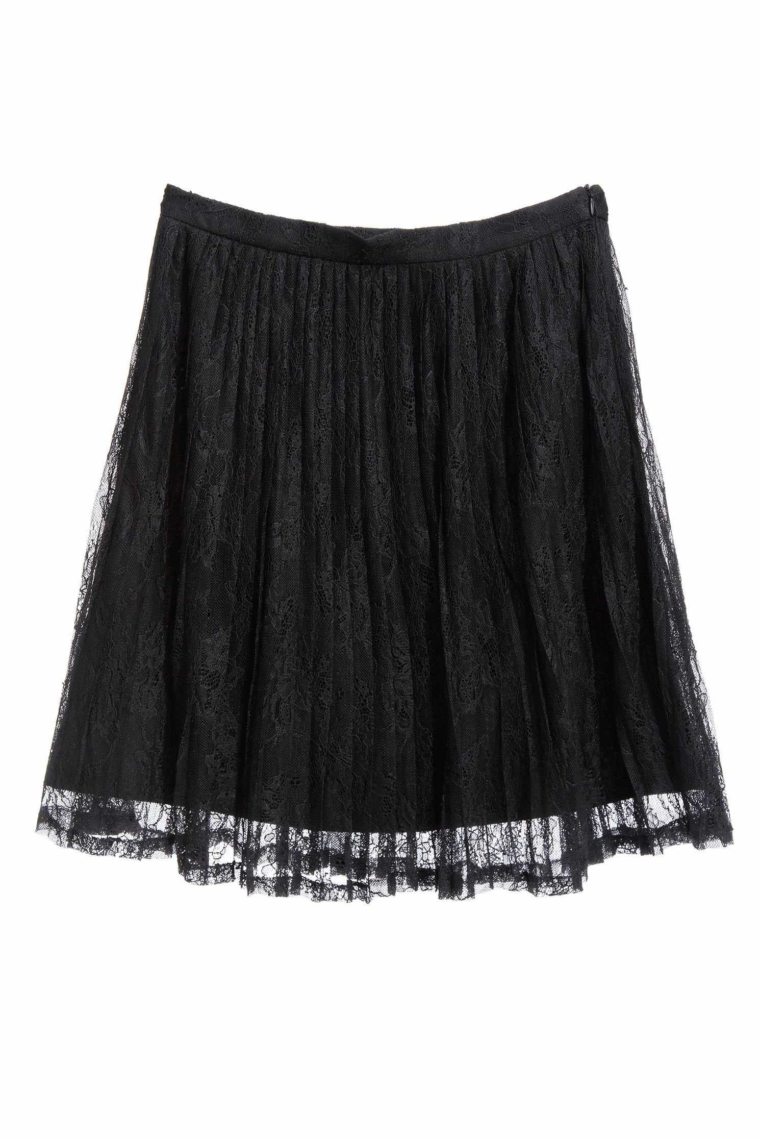 Pleated Lace SkirtLace pleated skirt.,Outfit of the Day,mothergift,Pleated skirts,Mini skirts,Season (AW) Look,Lace,Lace skirts,Black skirts