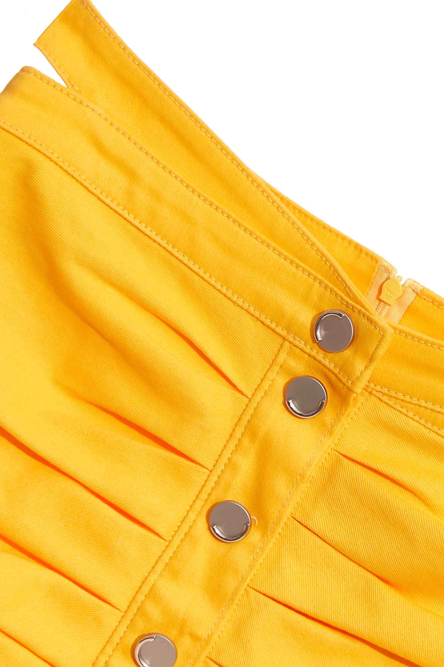 Pleated Orange Mini SkirtMini skirt with folded design,summer-special,Season (SS) Look,mothergift,Mini skirts